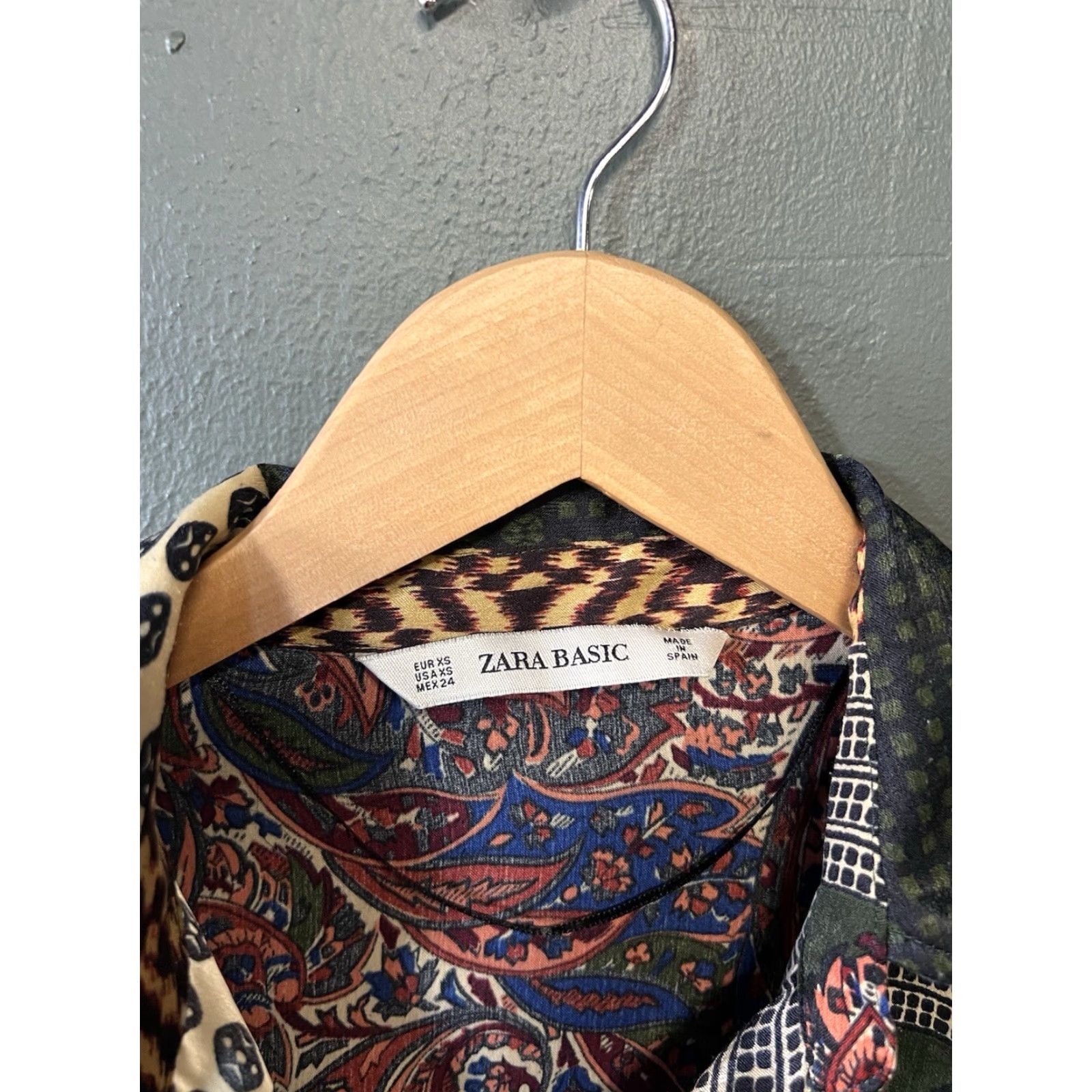 Zara Zara Womens Multicolor Patchwork Button-Up Long Sleeve XS Shirt Size XS / US 0-2 / IT 36-38 - 3 Thumbnail