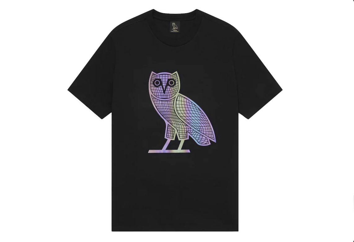 Drake *RARE* OVO Iridescent Grid OG Owl T-shirt Size US L / EU 52-54 / 3 - 3 Thumbnail