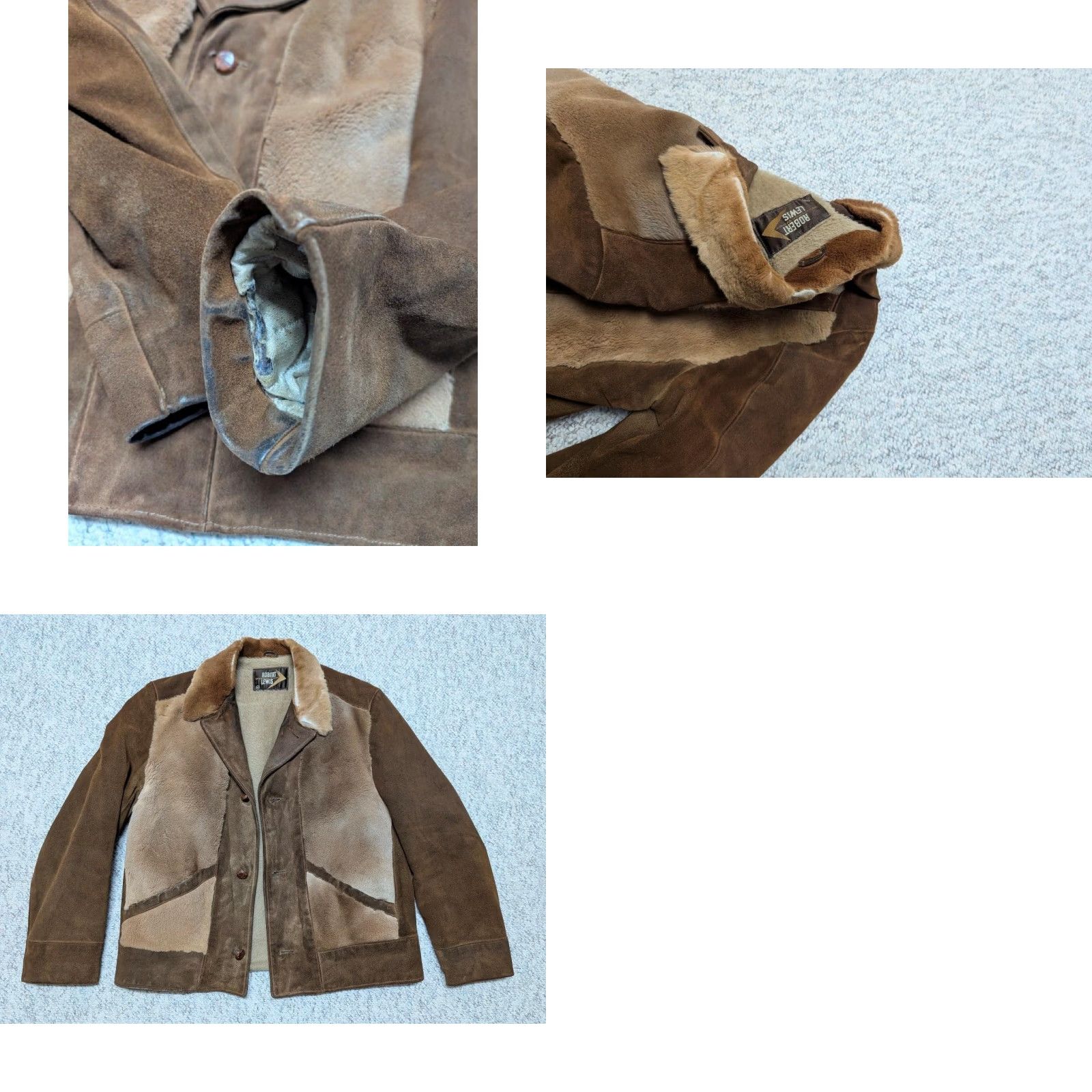 KangaROOS VINTAGE western suede leather KANGAROO FUR trucker jacket M Brown Cowboy safari 40 1960s 1970s boho Mens Size US M / EU 48-50 / 2 - 9 Thumbnail