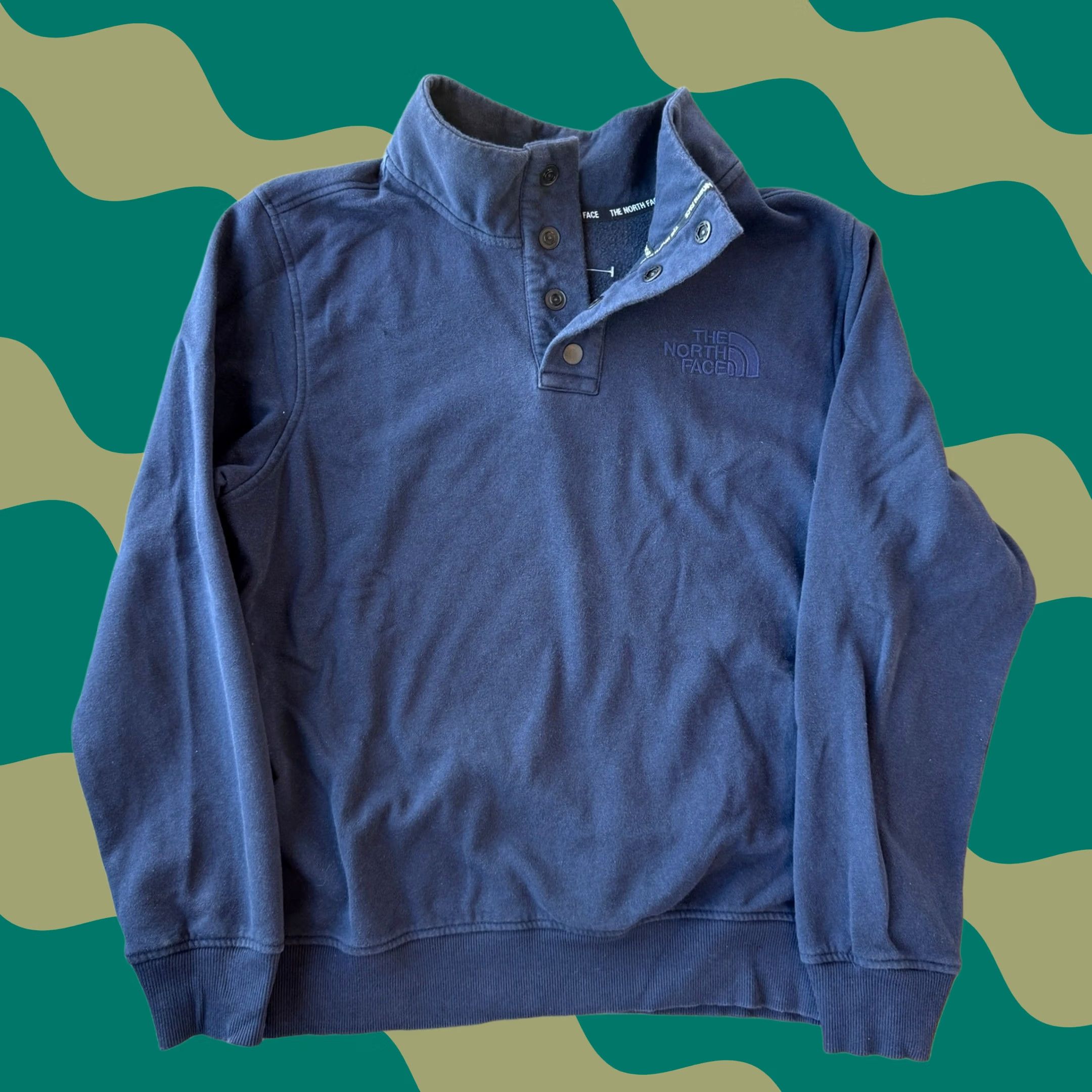 The North Face VINTAGE The North Face Long Sleeve Sweatshirt Navy Pull Over Fleece Snap Pullover L Mens Size US L / EU 52-54 / 3 - 1 Thumbnail