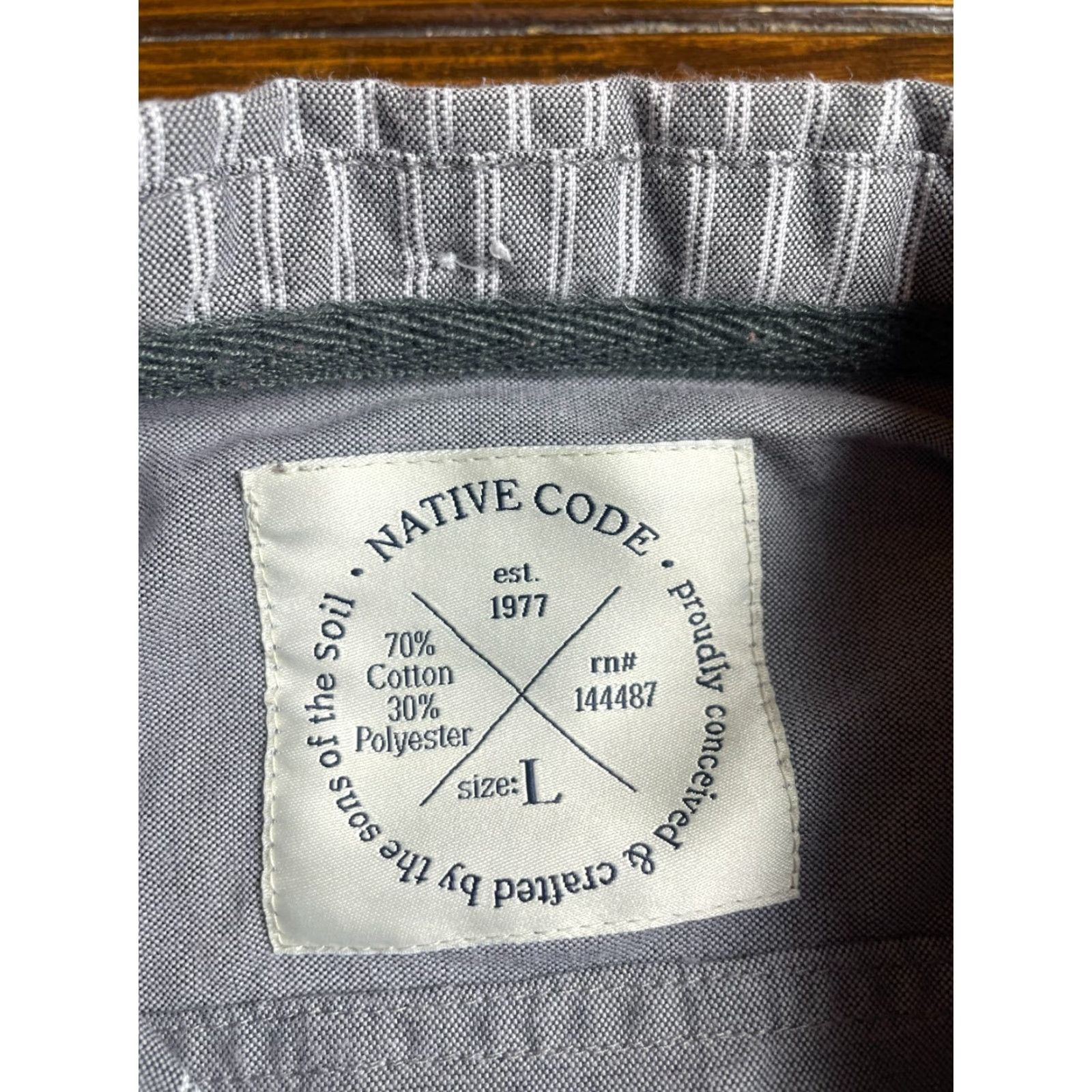 Native Native Code Shirt Mens L Gray Striped Slim Button Up Long Sleeve Size US L / EU 52-54 / 3 - 7 Thumbnail