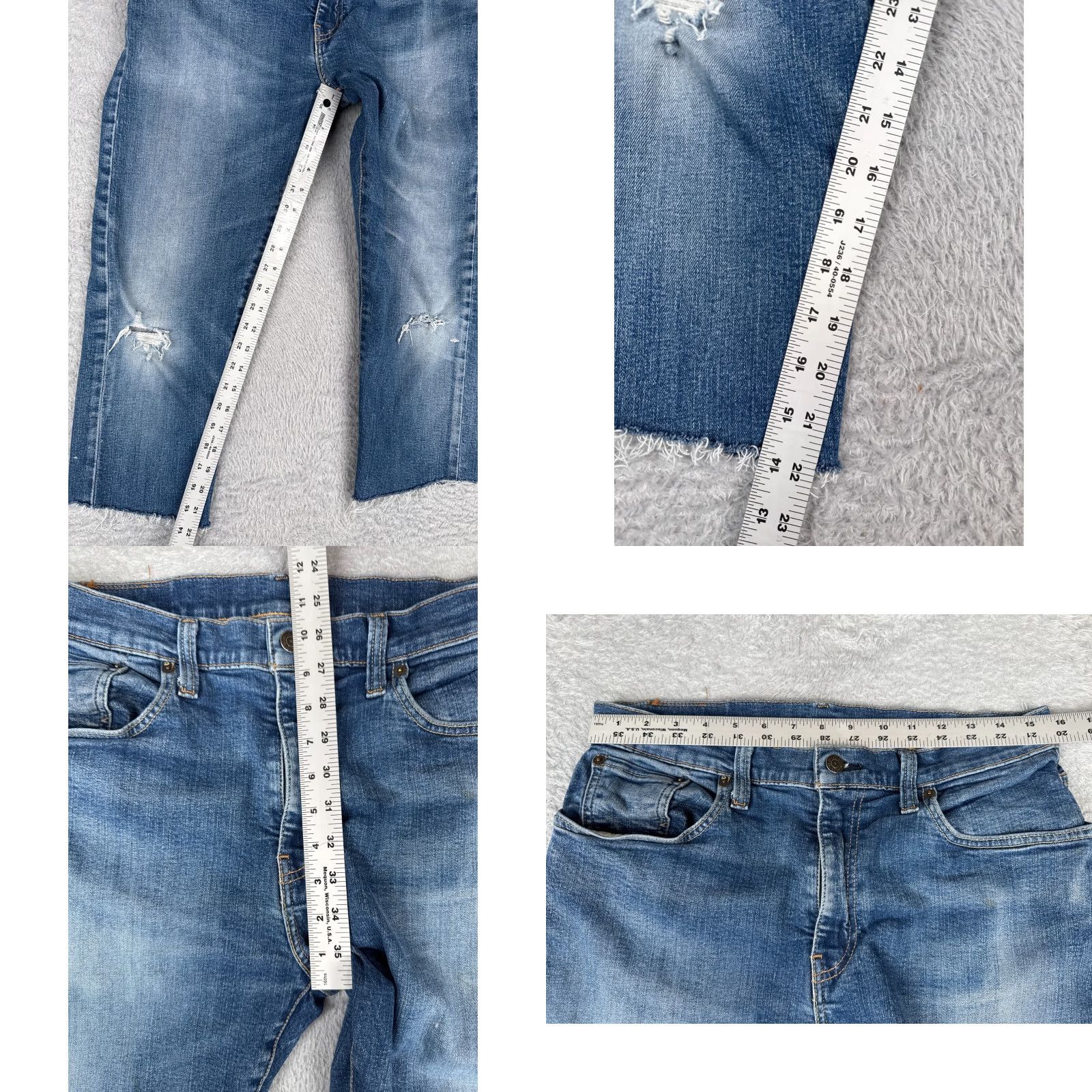 Levi's Levi's 512 Premium Jeans Adult 33 Blue Denim Skinny Distressed 32x22 Retro Mens Size US 33 - 8 Thumbnail