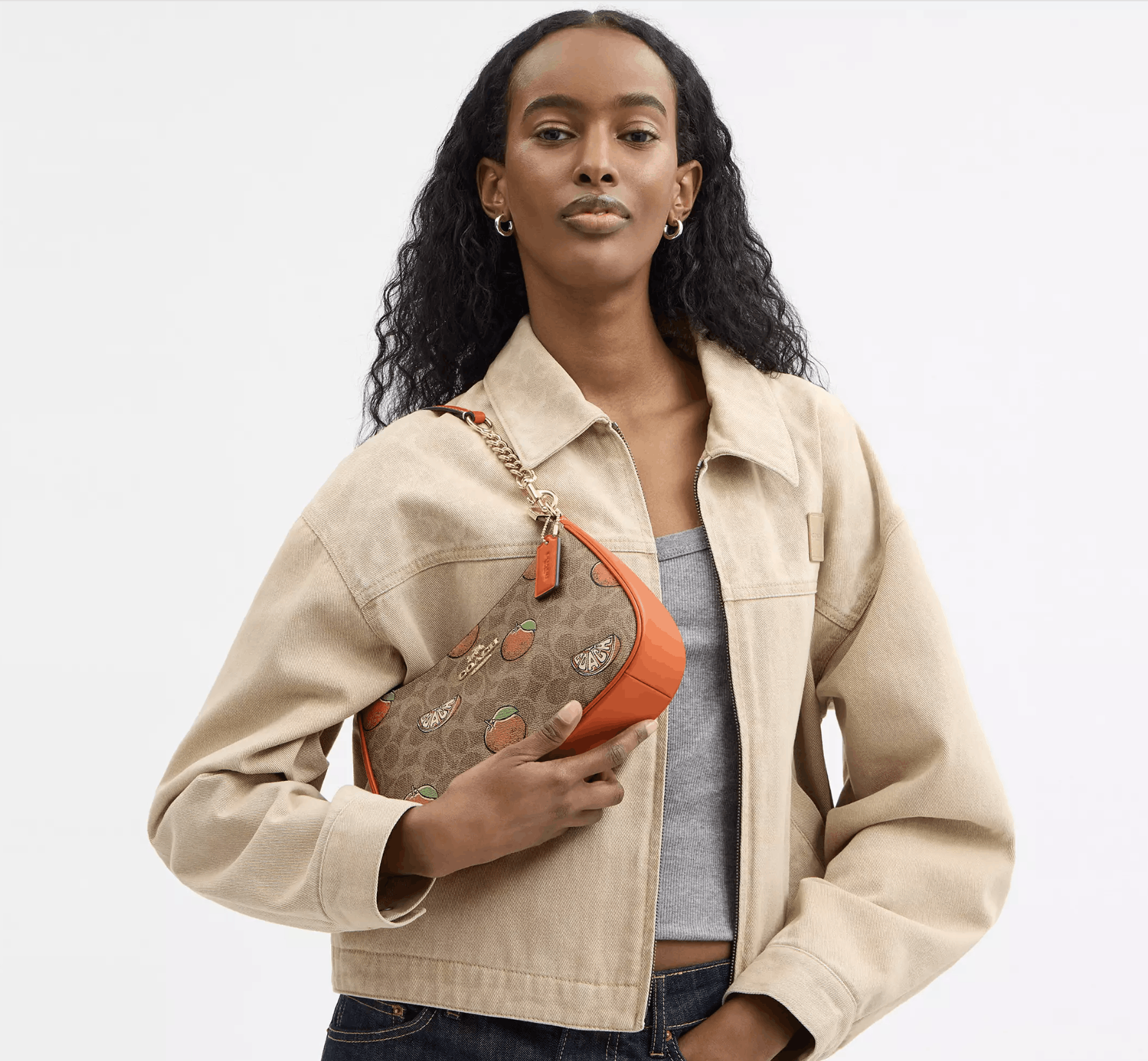 Coach Teri Shoulder Bag In Signature With Orange Print CAL80 Size ONE SIZE - 9 Thumbnail