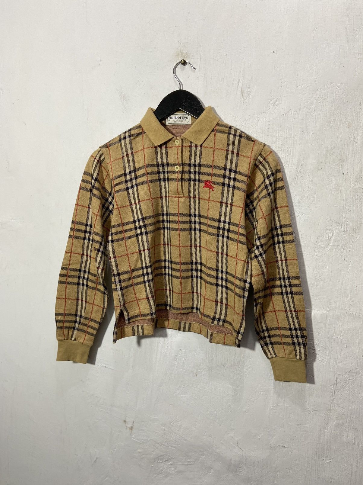 Burberry × Vintage Burberrys Nova Check Polo Shirt Long Sleeve Size M / US 6-8 / IT 42-44 - 1 Thumbnail