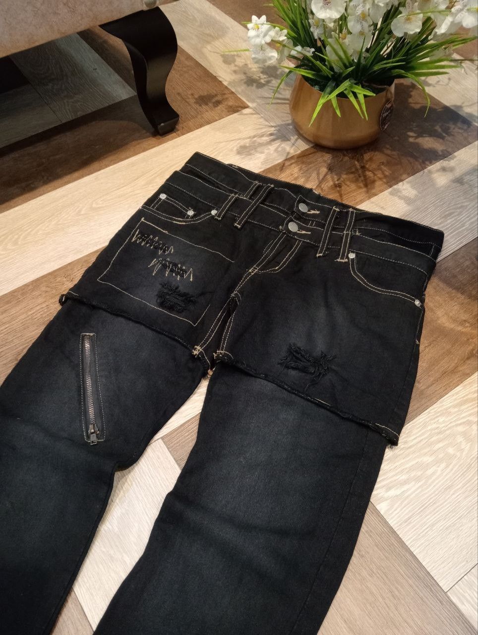 Japanese Brand JAPANESE KMK JEANS FEATURE A UNIQUE DOUBLE WAIST ANKLE ZIP Size US 34 / EU 50 - 4 Thumbnail
