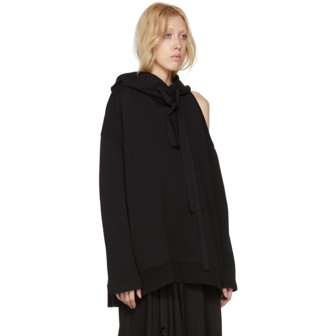 Ann Demeulemeester Ann Demeulemeester Black Tony Cold Shoulder Hoodie Size US M / EU 48-50 / 2 - 2 Thumbnail