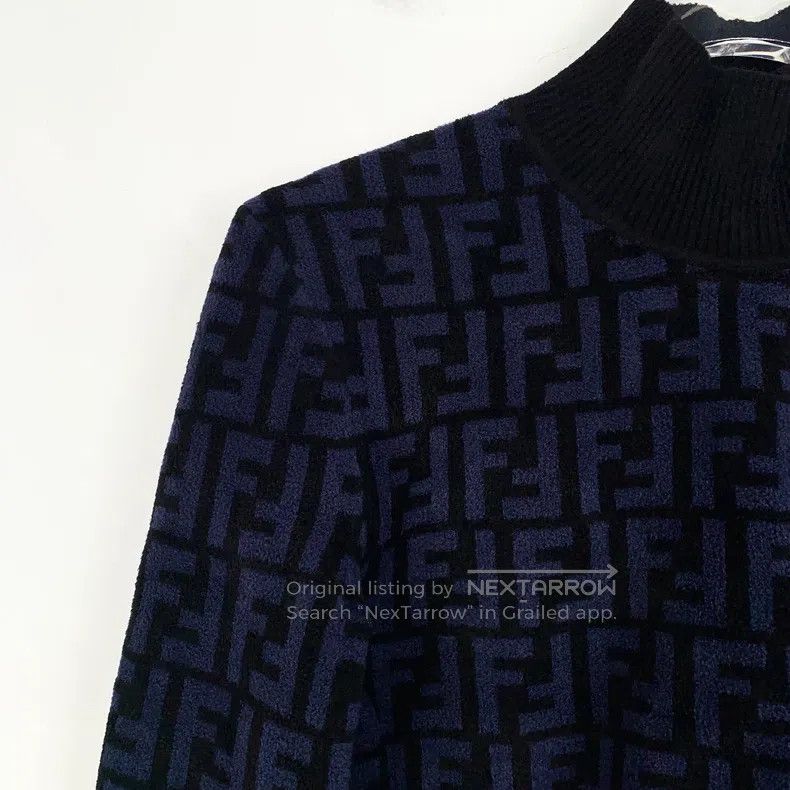 Fendi Fendi Black logo monogram full print high neck short knit Size XS / US 0-2 / IT 36-38 - 3 Thumbnail