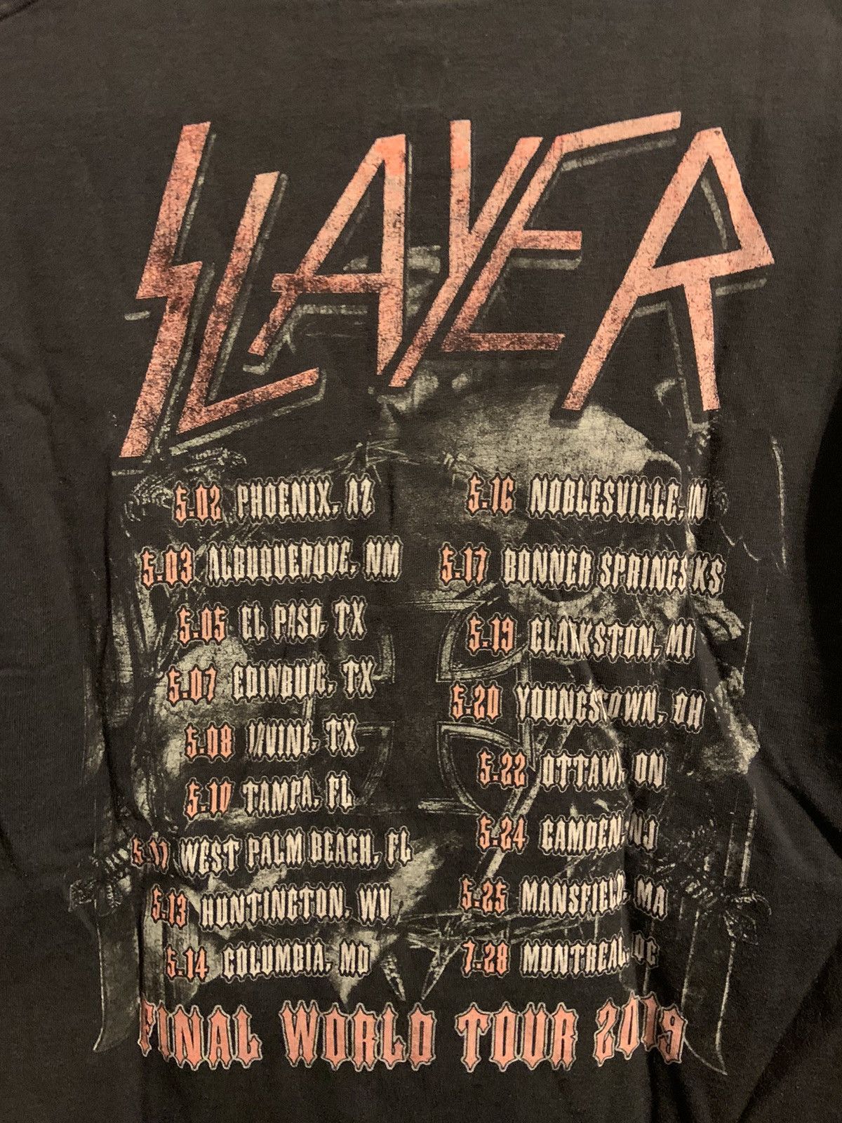 Hanes Slayer Final World Tour Tee 2019 Size US M / EU 48-50 / 2 - 4 Thumbnail