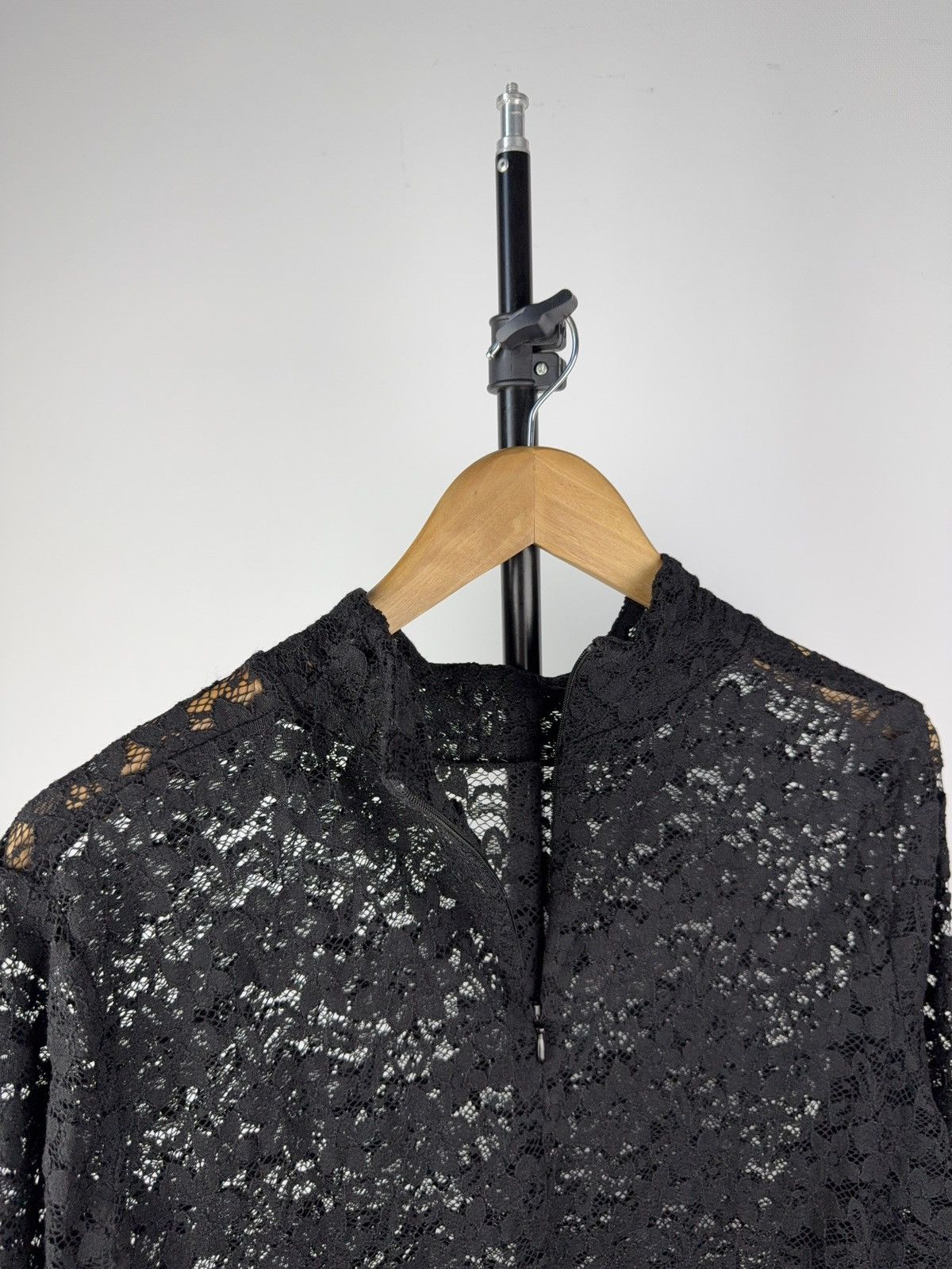 Japanese Brand Gothic Avant-Garde Black Lace Sheer Top Blouse Y2K Size L / US 10 / IT 46 - 6 Thumbnail