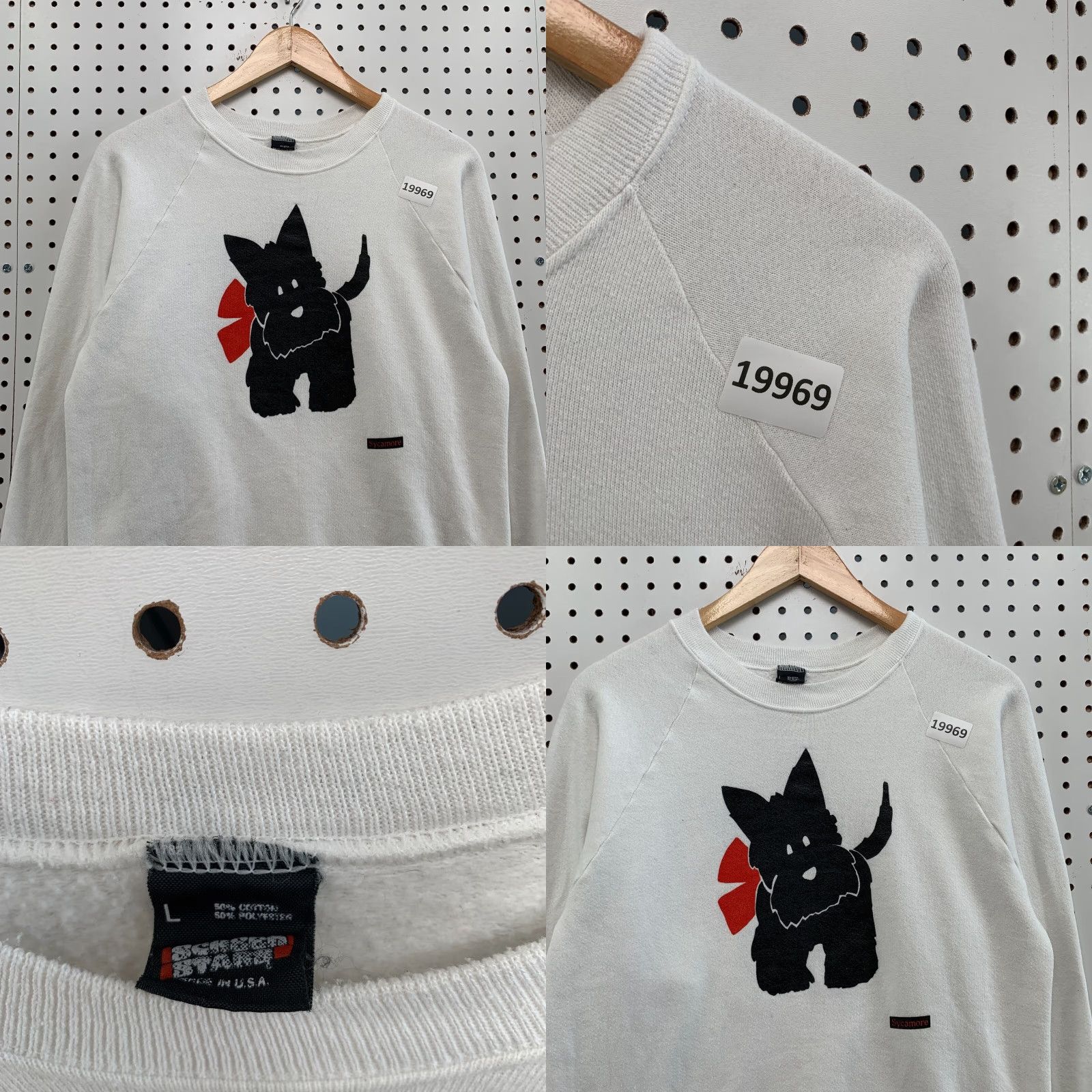 Vintage VINTAGE Terrier Sweatshirt White Adult Large 80s Crew Neck Pullover 20x25.5 DOG Screen Stars Mens Size US L / EU 52-54 / 3 - 8 Thumbnail