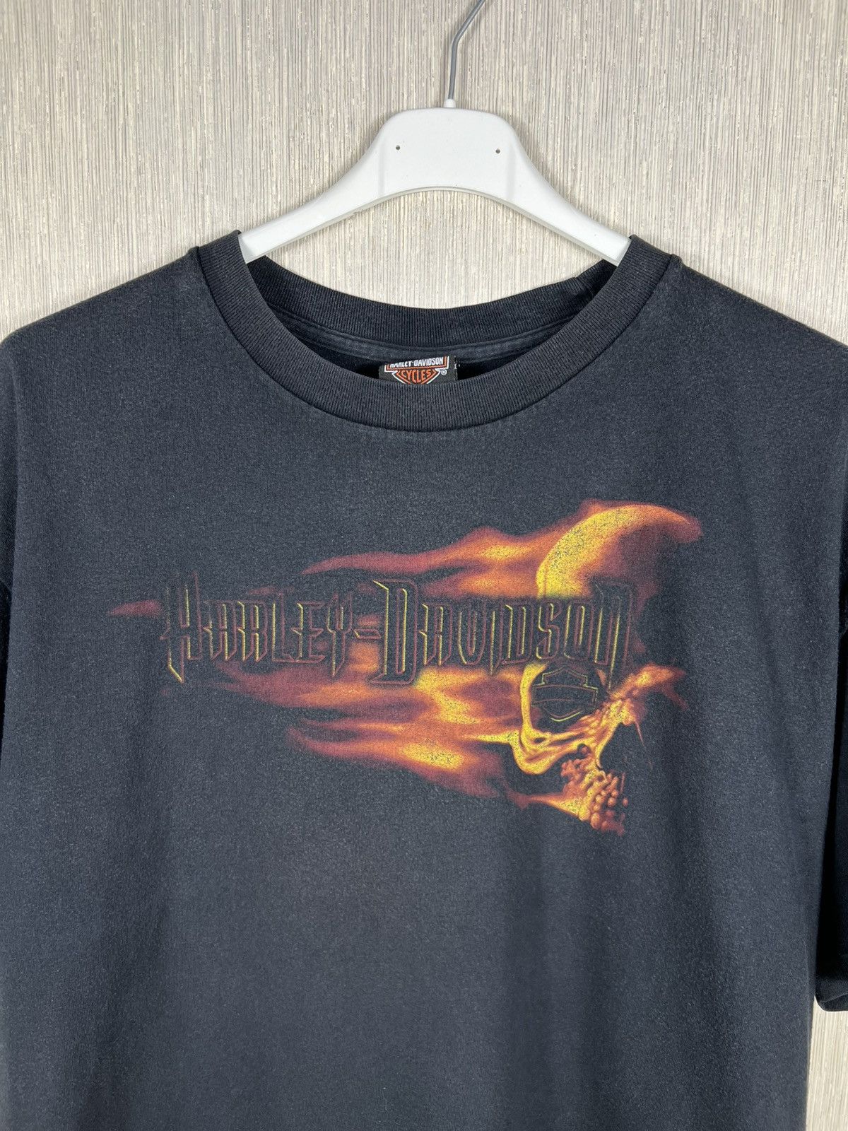 Harley Davidson Vintage Harley-Davidson y2k 2007 skull flames fire tee print Size US XL / EU 56 / 4 - 3 Thumbnail