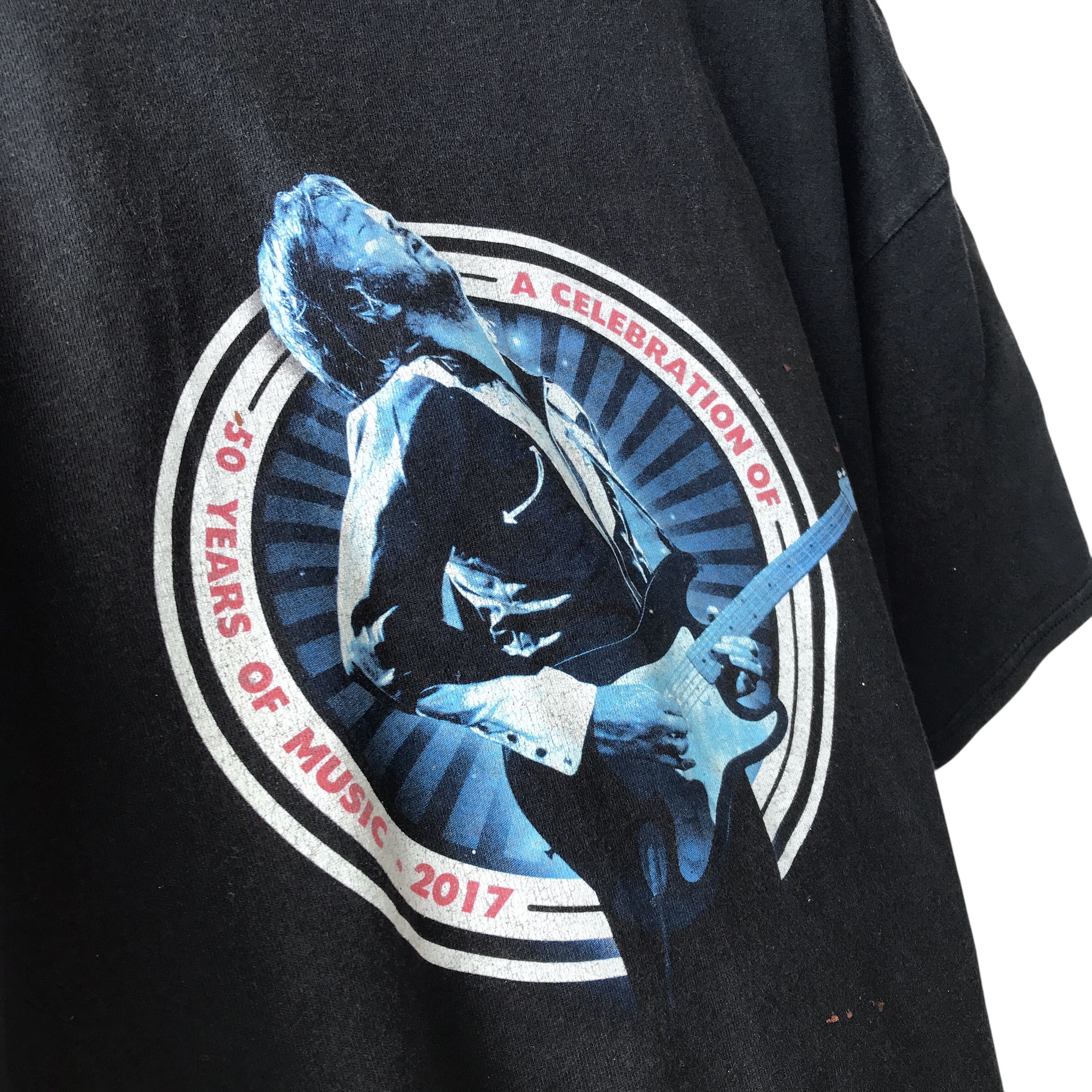 Band Tees × Hanes Eric Clapton 2017 Tour Paint Splatter Distressed Hanes Tee Size US XXL / EU 58 / 5 - 4 Thumbnail