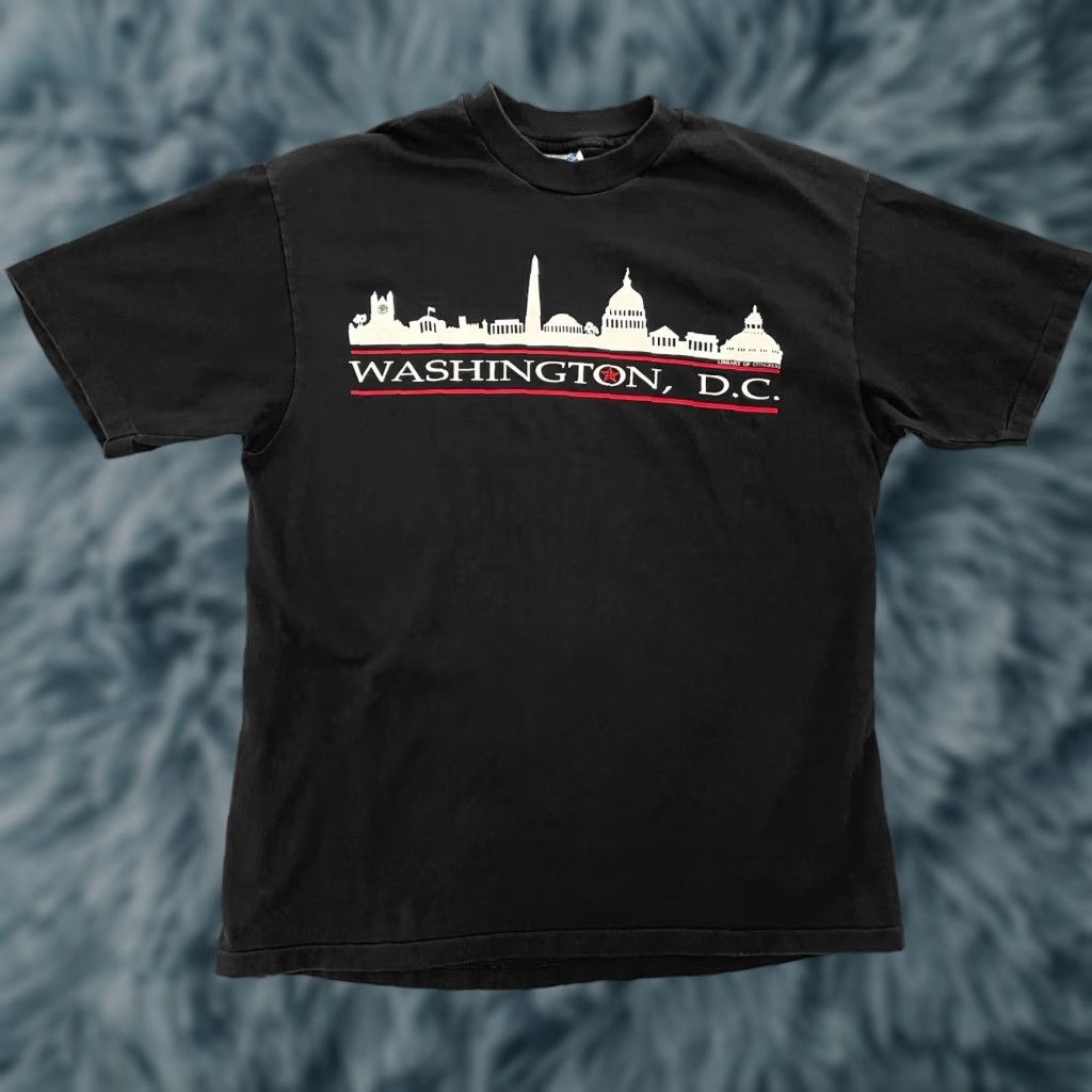 Hanes VINTAGE Hanes Beefy-T Washington DC Library Of Congress Graphic Print T-Shirt Adult Large Black USA Mens Size US L / EU 52-54 / 3 - 1 Thumbnail