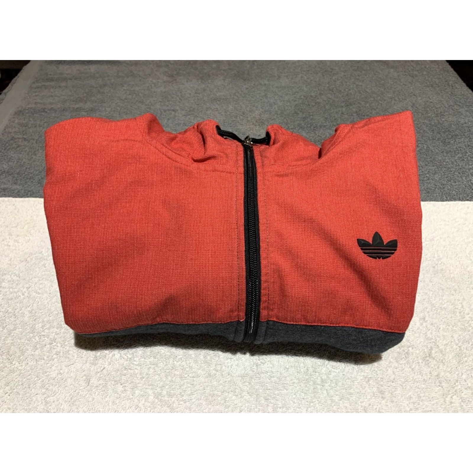 Adidas ADIDAS Mens Red Gray Hooded Track Jacket 3 Stripes Trefoil Logo Size M Athleisure Size US M / EU 48-50 / 2 - 6 Thumbnail