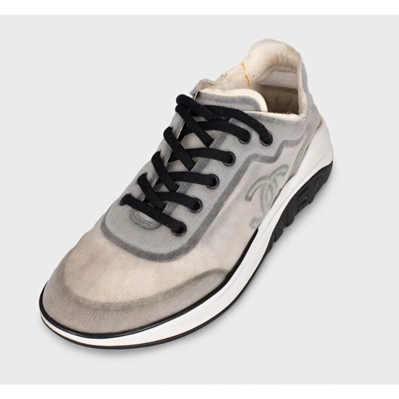 Chanel Chanel Grey Mesh Textile Sneakers - Size 39 Size US 8 / IT 38 - 3 Thumbnail