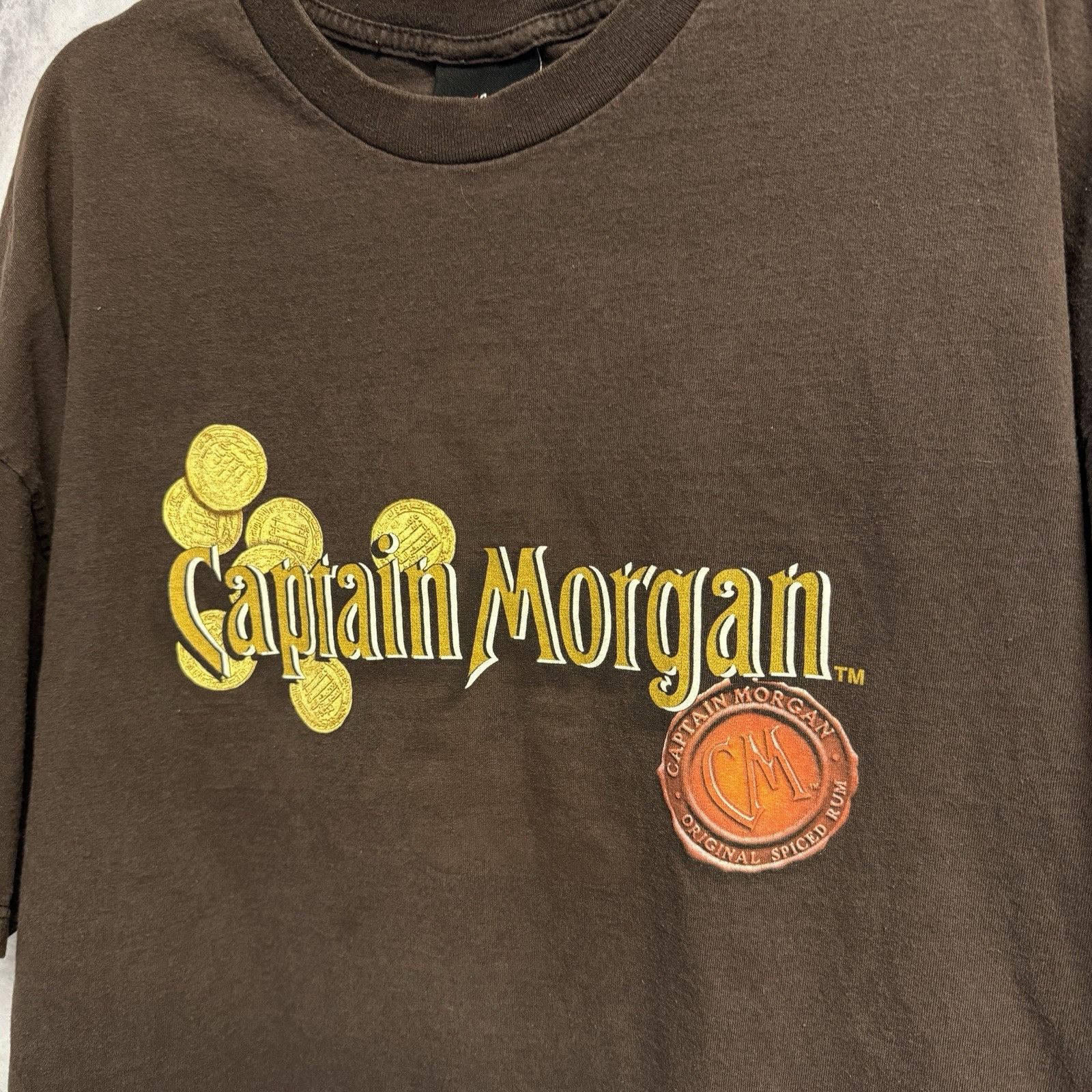 Vintage Vintage Captain Morgan Rum T Shirt Mens 2XL Brown Treasure M Size US XXL / EU 58 / 5 - 4 Thumbnail