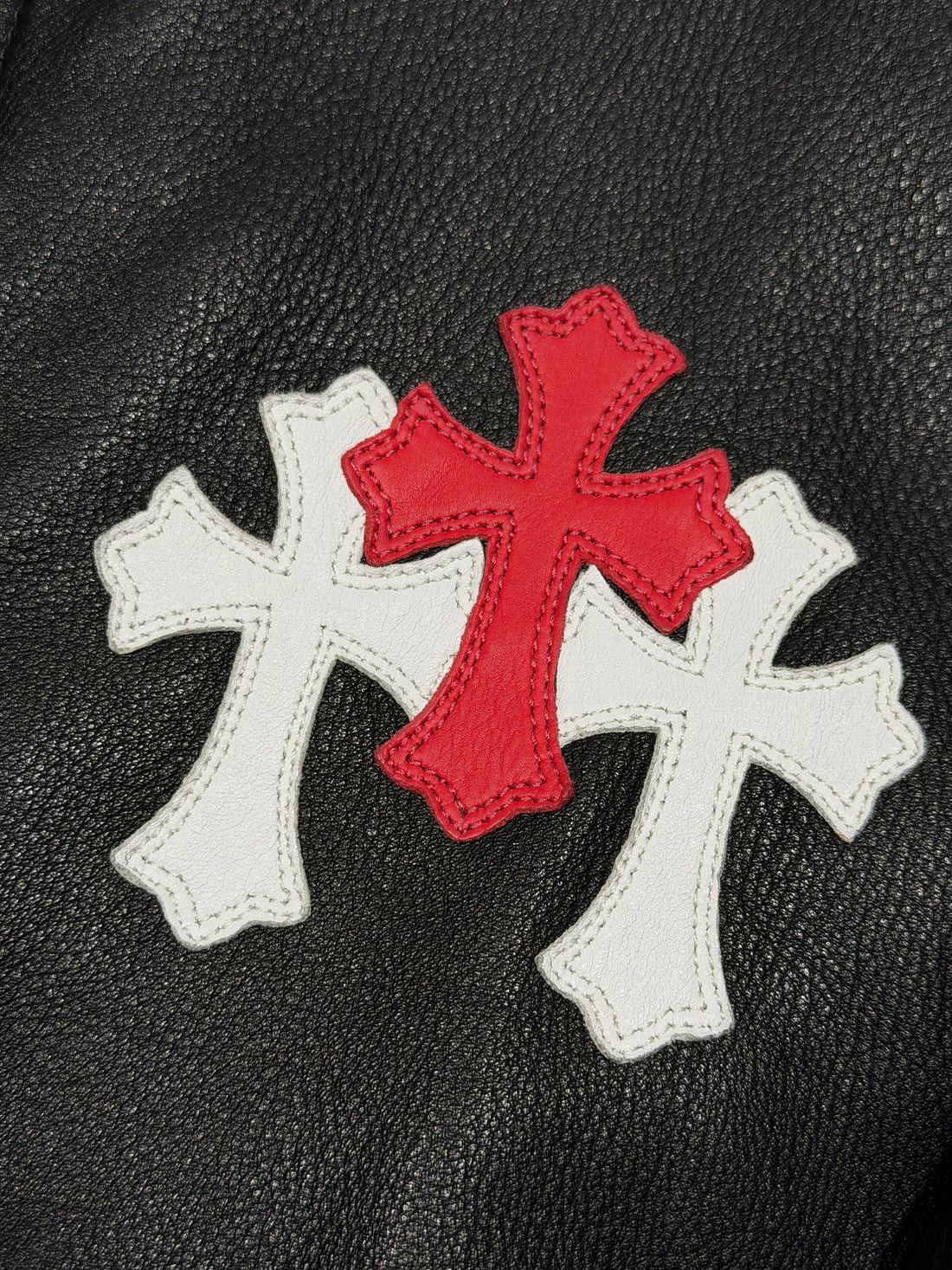 Chrome Hearts Chrome Hearts Cross Patch Leather Jacket Red Racing Stripe Size US S / EU 44-46 / 1 - 2 Thumbnail