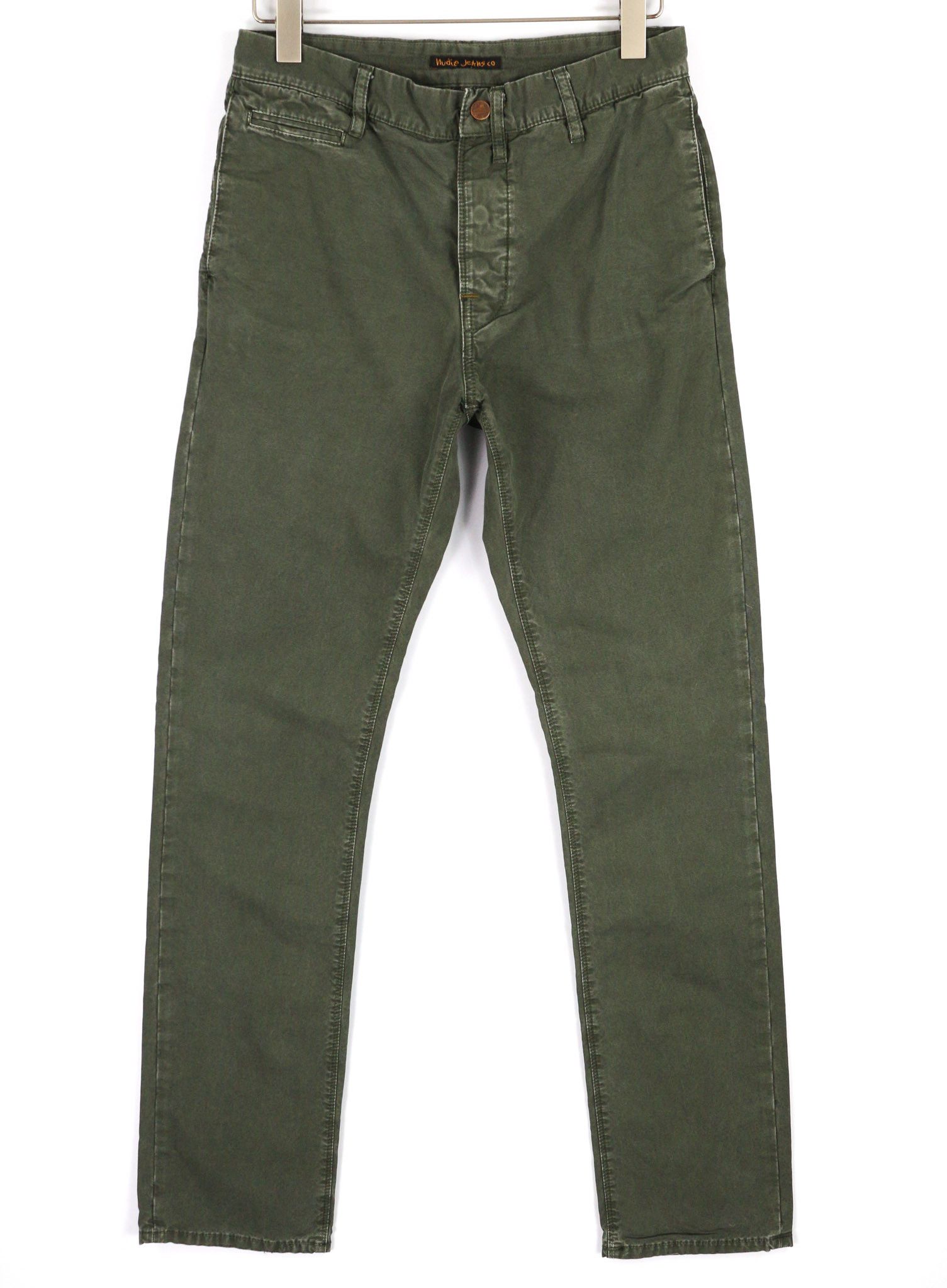 Nudie Jeans KHAKI REGULAR W30/L34 Organic Olive Crisp Trousers 82661 Size US 30 / EU 46 - 1 Thumbnail