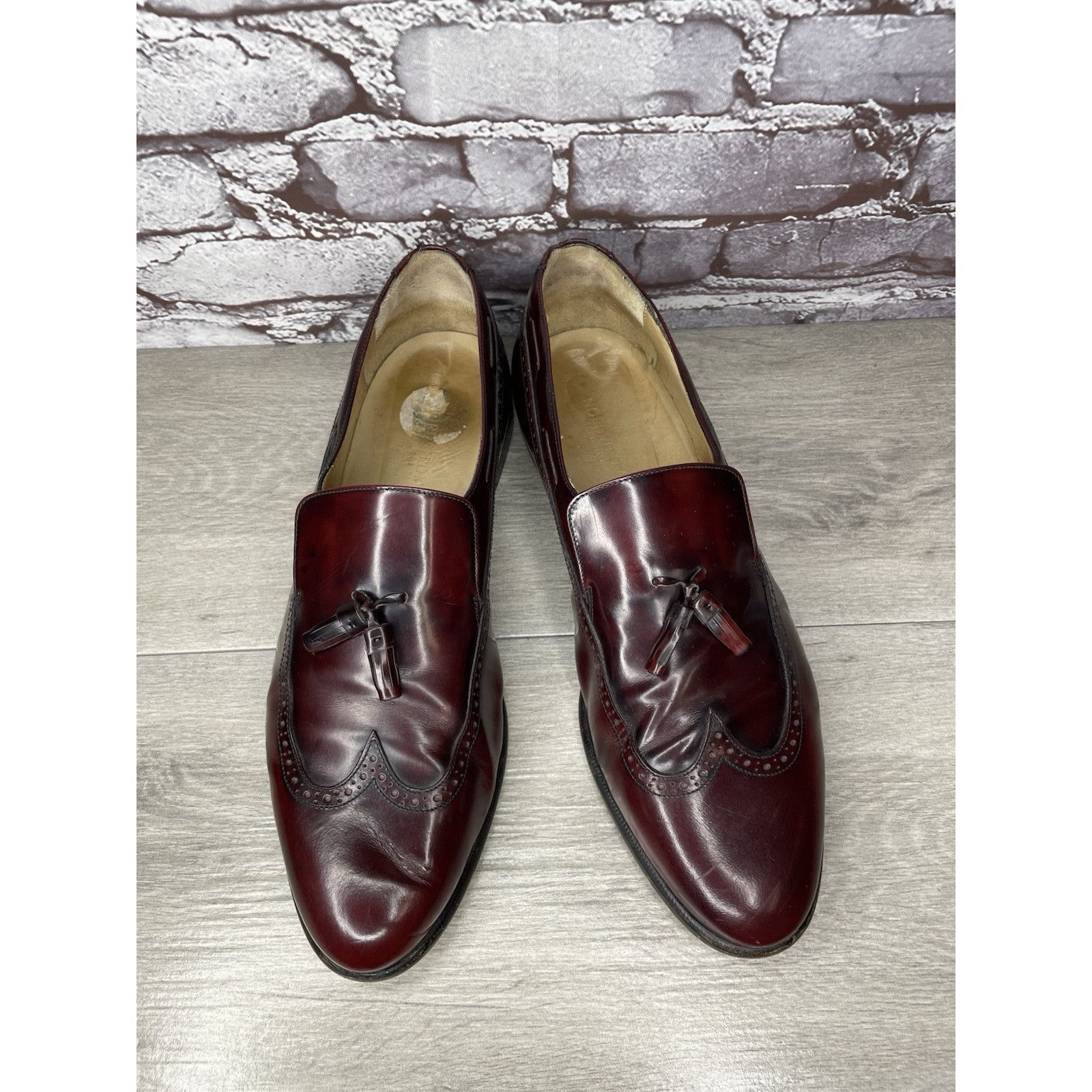 Nordstrom Nordstrom Burgundy Leather Wingtip Tassel Loafers Dress Shoe Size US 14 / EU 47 - 2 Thumbnail