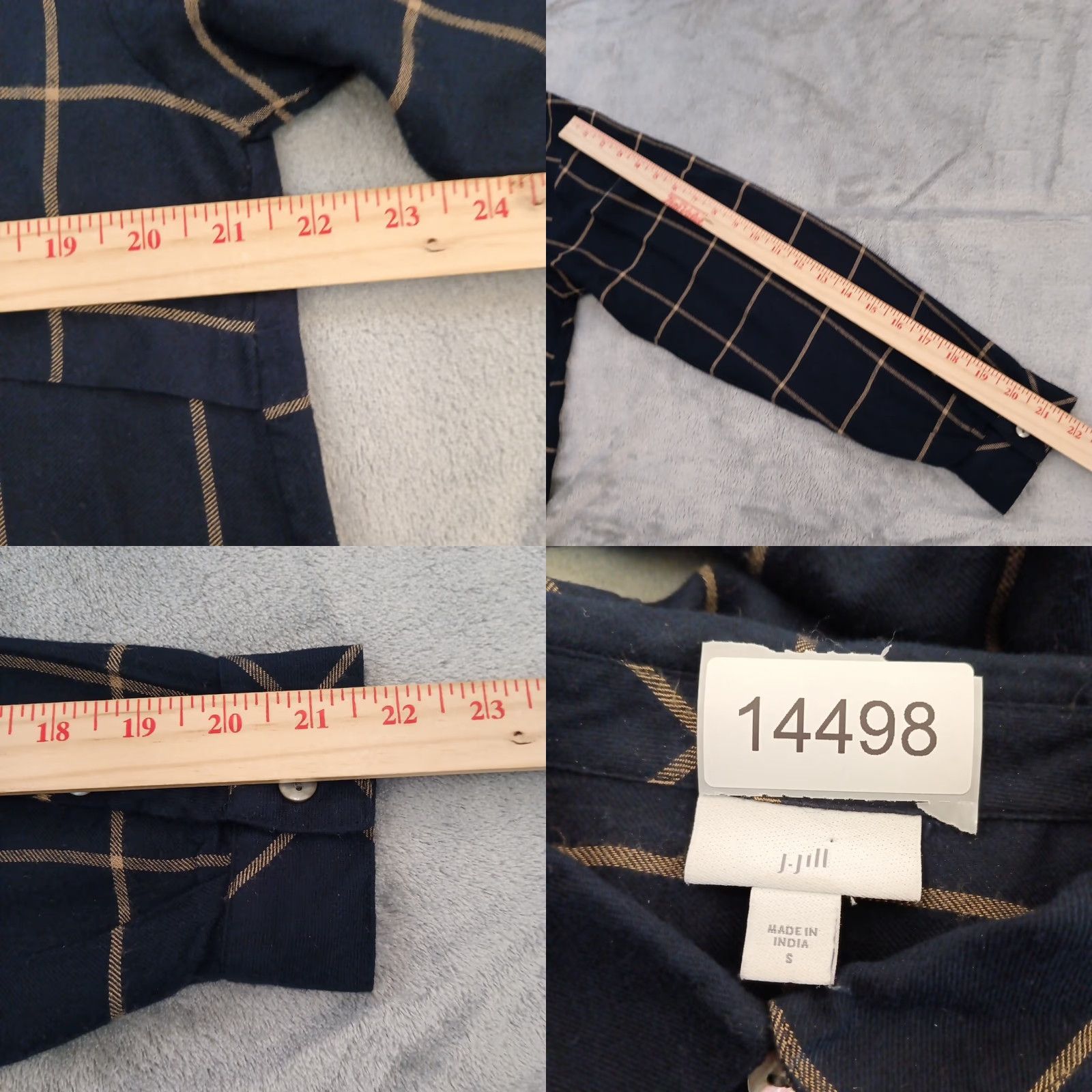 J. Jill J.Jill Shirt Womens Small Black Beige Plaid Long Sleeve Button Up Tunic S Black Plaid 60s? Size S / US 4 / IT 40 - 8 Thumbnail