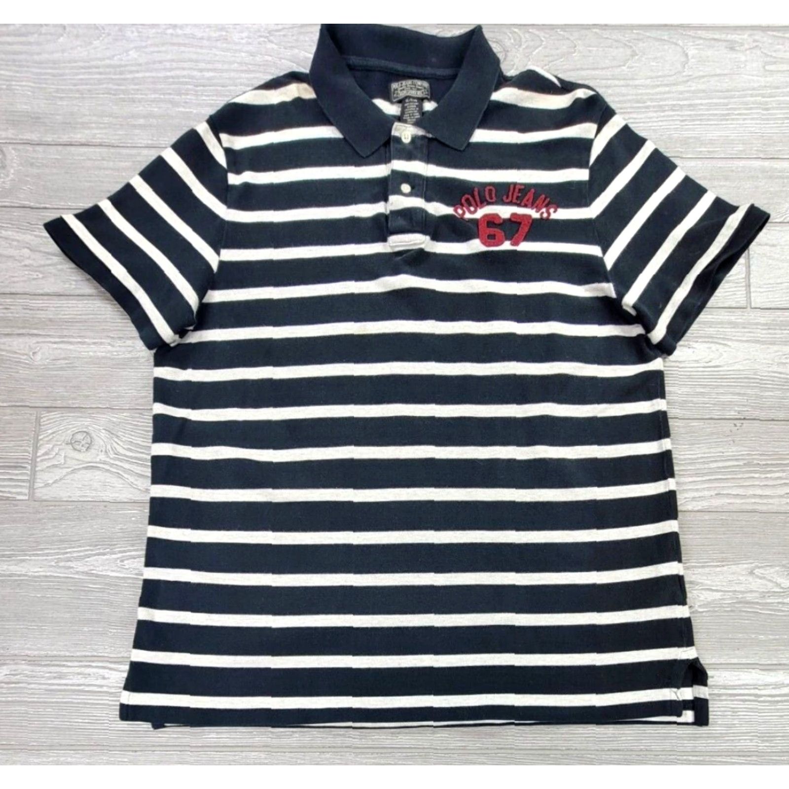 Polo Ralph Lauren Polo Ralph Lauren Polo Shirt Mens XL Black Gray 90s Polo Jeans Company Logo Embroidered Stripe Vintage Shirt Size US XL / EU 56 / 4 - 4 Thumbnail