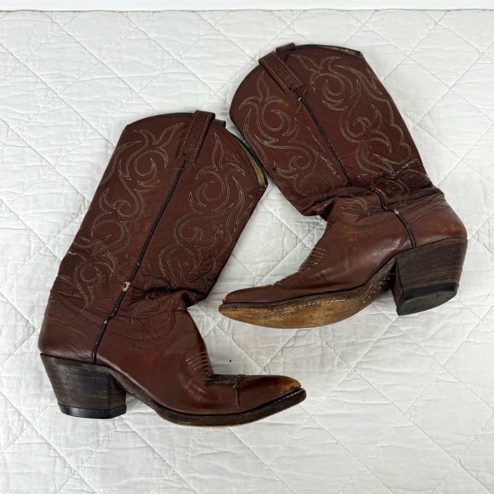 Dan Post VINTAGE Dan Post Brown Leather Western Cowboy Boots Pointed Toe 7.5 A Size US 8 / IT 38 - 4 Thumbnail