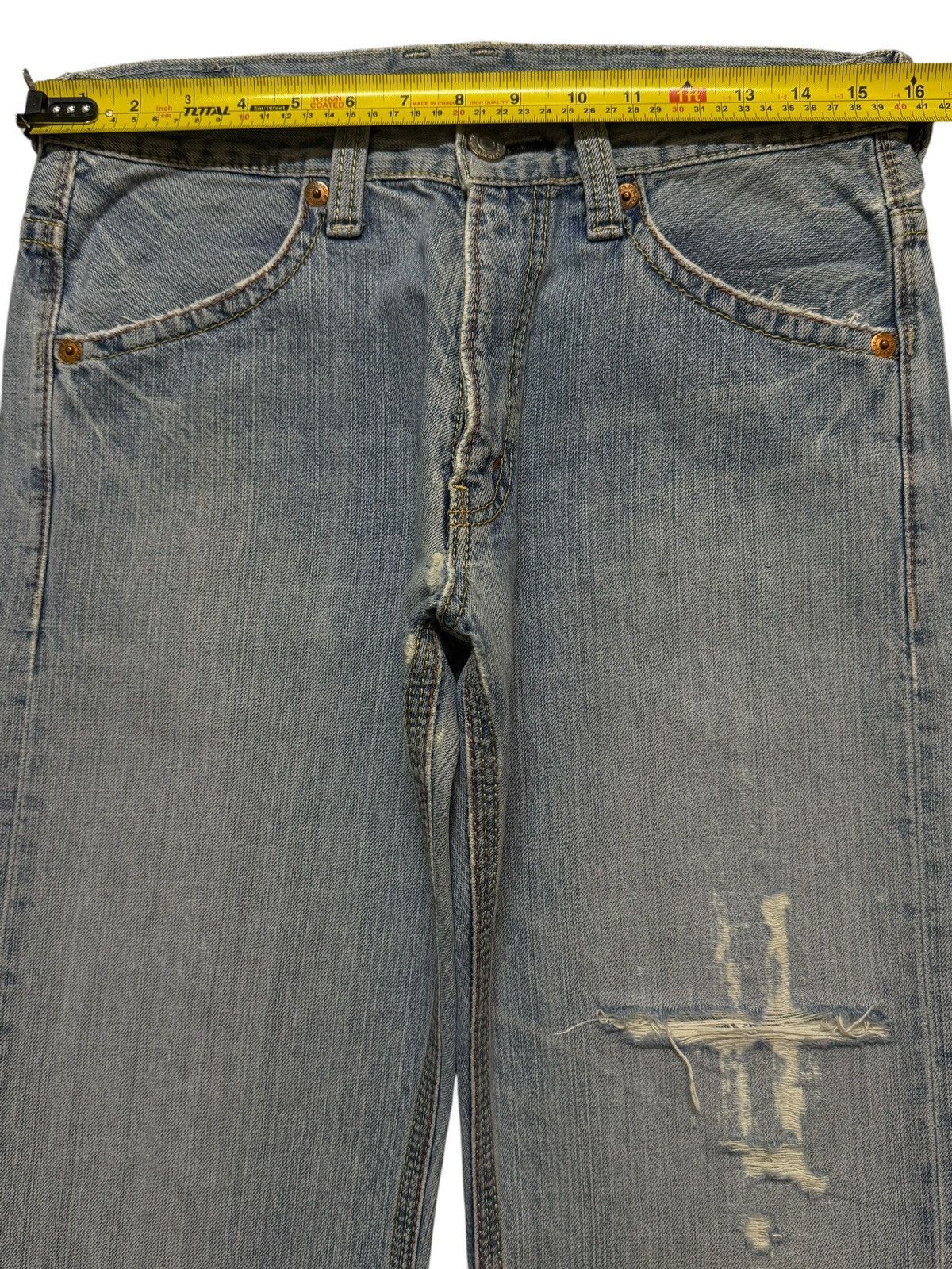 Hysteric Glamour Vintage 90s Japanese Brand Blue Wash Distress Straight Loose Size US 31 - 8 Thumbnail
