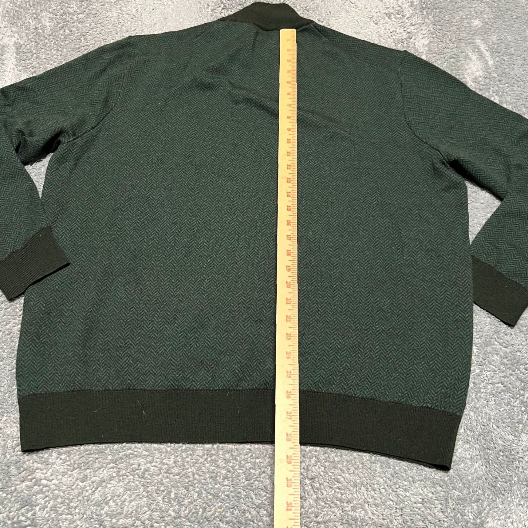 UNTUCKit UNTUCKit Sweater Mens 2XL Herringbone Green 1/4 Zip 100% Merino Wool Size US XXL / EU 58 / 5 - 5 Thumbnail