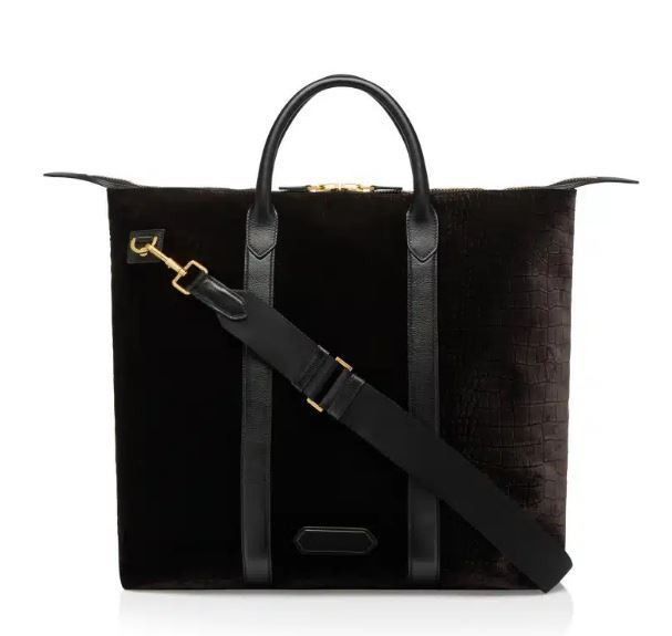 Tom Ford o1w1db11224 Size: OS / H0565 Velvet Tote Bag Dark Chocolate Size ONE SIZE - 1 Preview