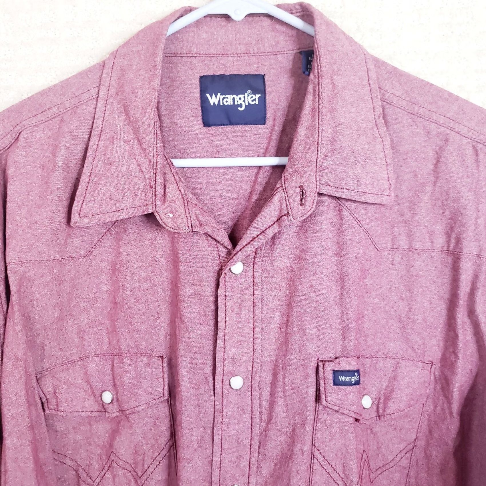 Wrangler Wrangler Western Pearl Snap Shirt Men's XXL 2XL Red Button Up Collared Long Sleeve Casual Workwear Size US XXL / EU 58 / 5 - 3 Thumbnail