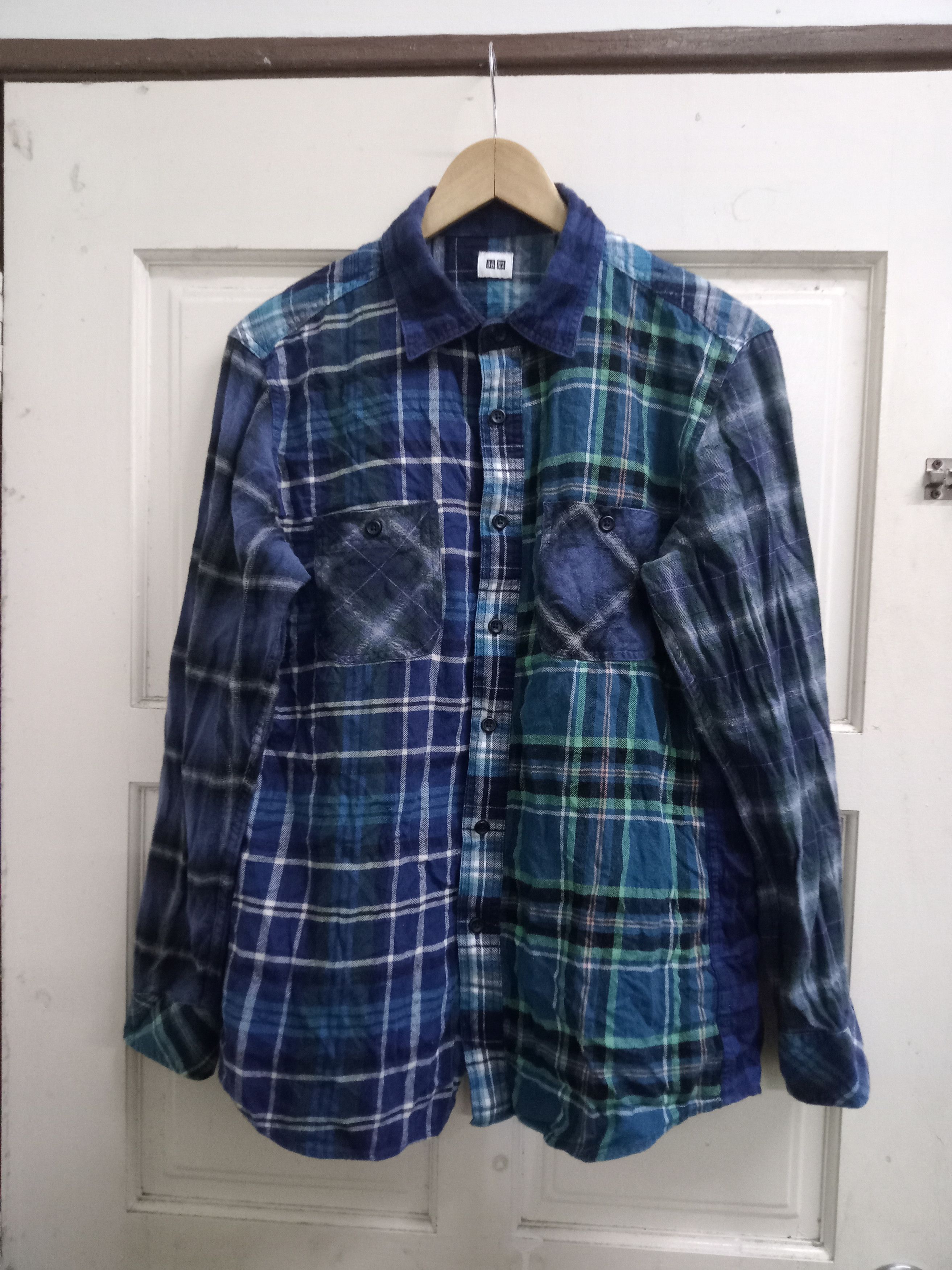 image of Flannel x Kapital Vintage Uniqlo Multi Checked Shirt in Blue, Men's (Size Medium)