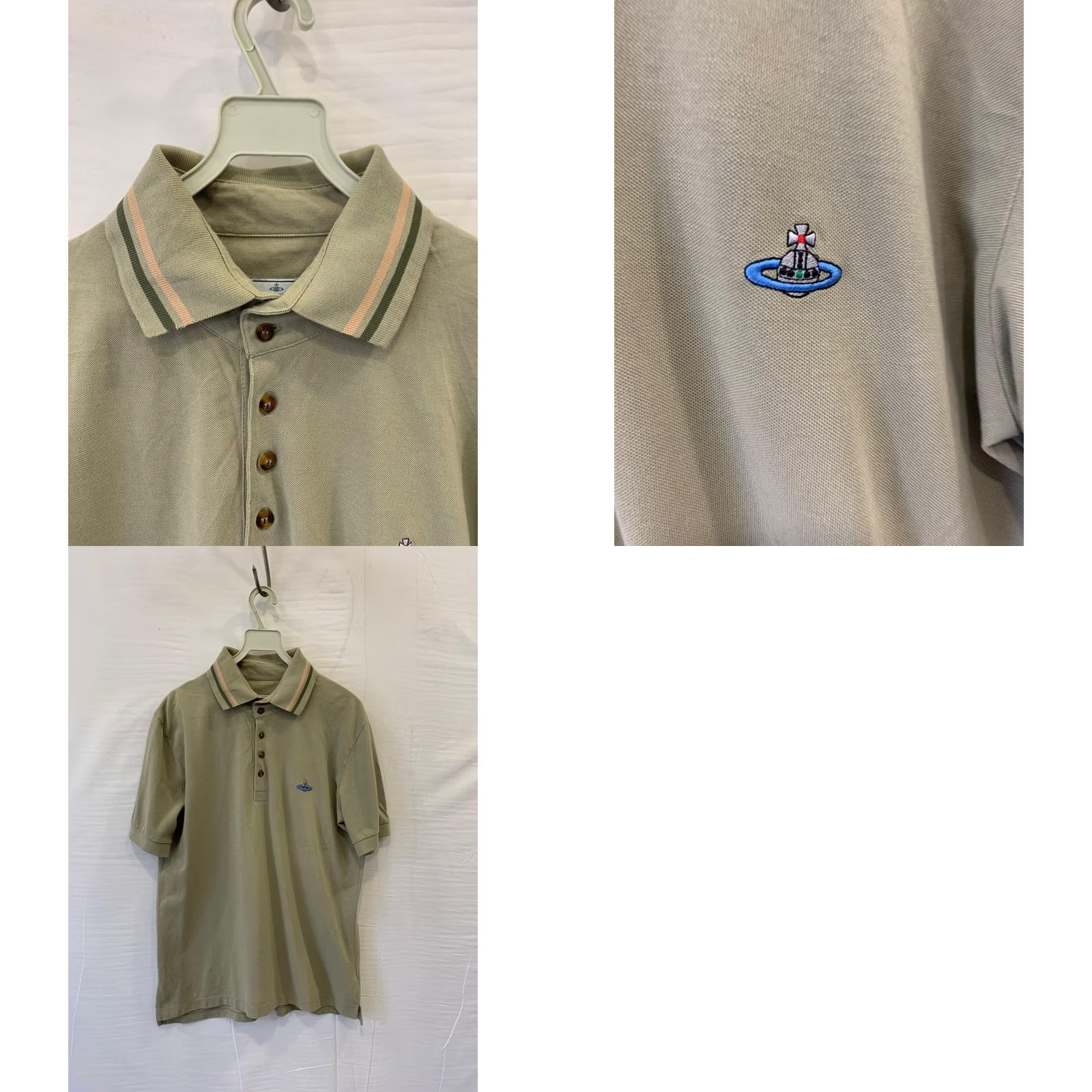 Vivienne Westwood Vivienne Westwood MAN Polo Shirt Sage Green Embroidered Orb Logo Size L Mens Polo Shirt Size US L / EU 52-54 / 3 - 10 Thumbnail