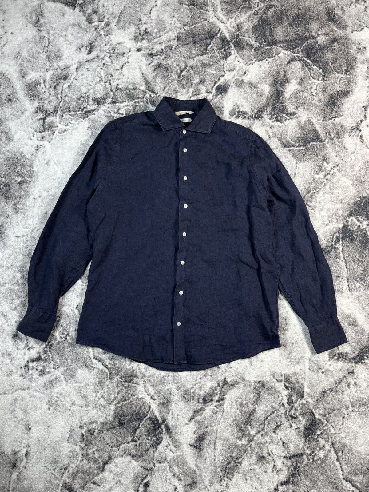 Suitsupply Suitsupply Linen Shirt Navy Slim Fit 39/40 Casual Size US M / EU 48-50 / 2 - 1 Thumbnail