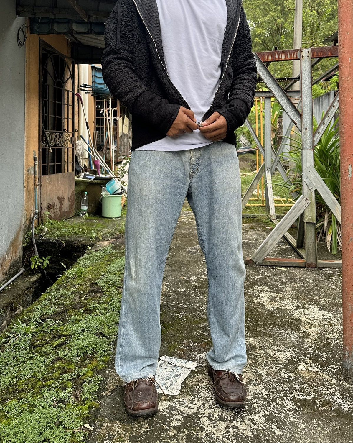 Edwin 👹Vintage Edwin 408 Soft-Flex THRASHED Baggy Jeans Size US 33 - 1 Thumbnail