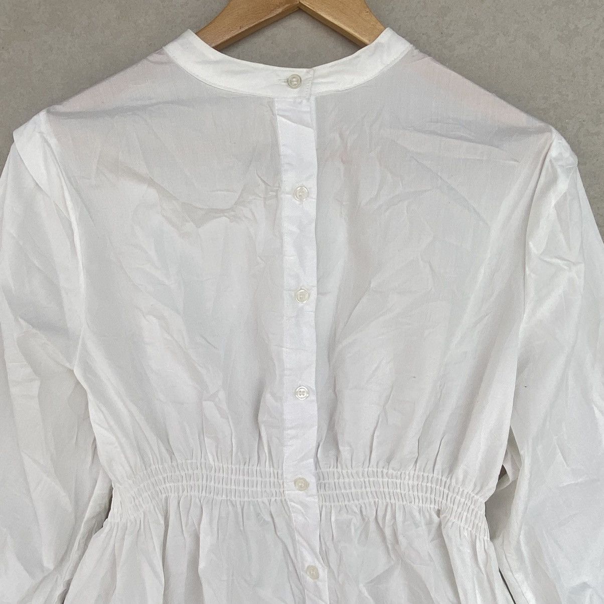 Other Vintage White Cotton Babydoll Mini Dress With Long Sleeves Size M / US 6-8 / IT 42-44 - 5 Thumbnail