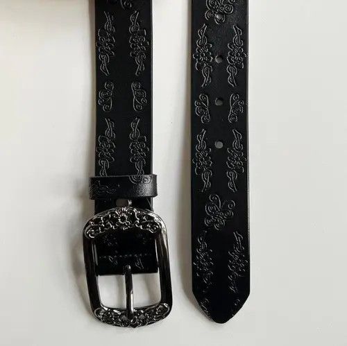Japanese Brand Vintage style American western floral design black belt Size ONE SIZE - 5 Thumbnail