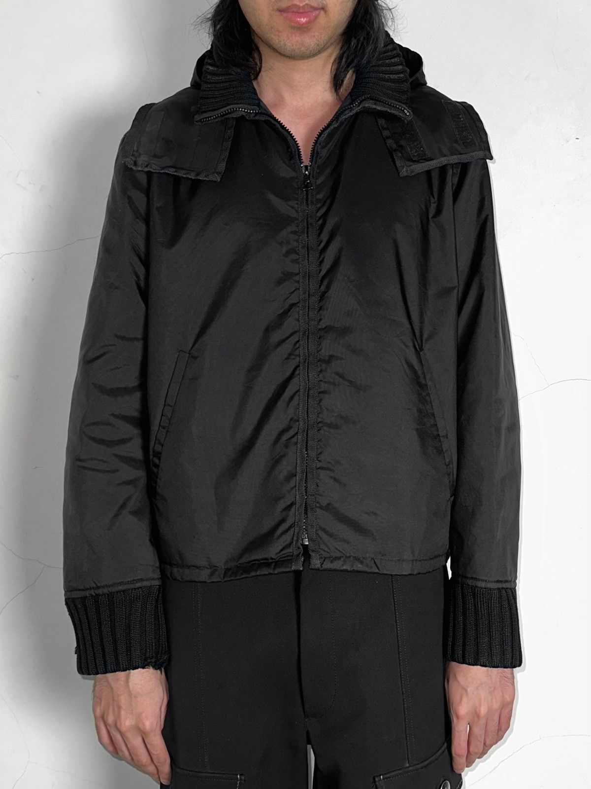 Miu Miu FW1999 Nylon Ribbed Wool Hooded Tech Jacket Size US M / EU 48-50 / 2 - 7 Thumbnail