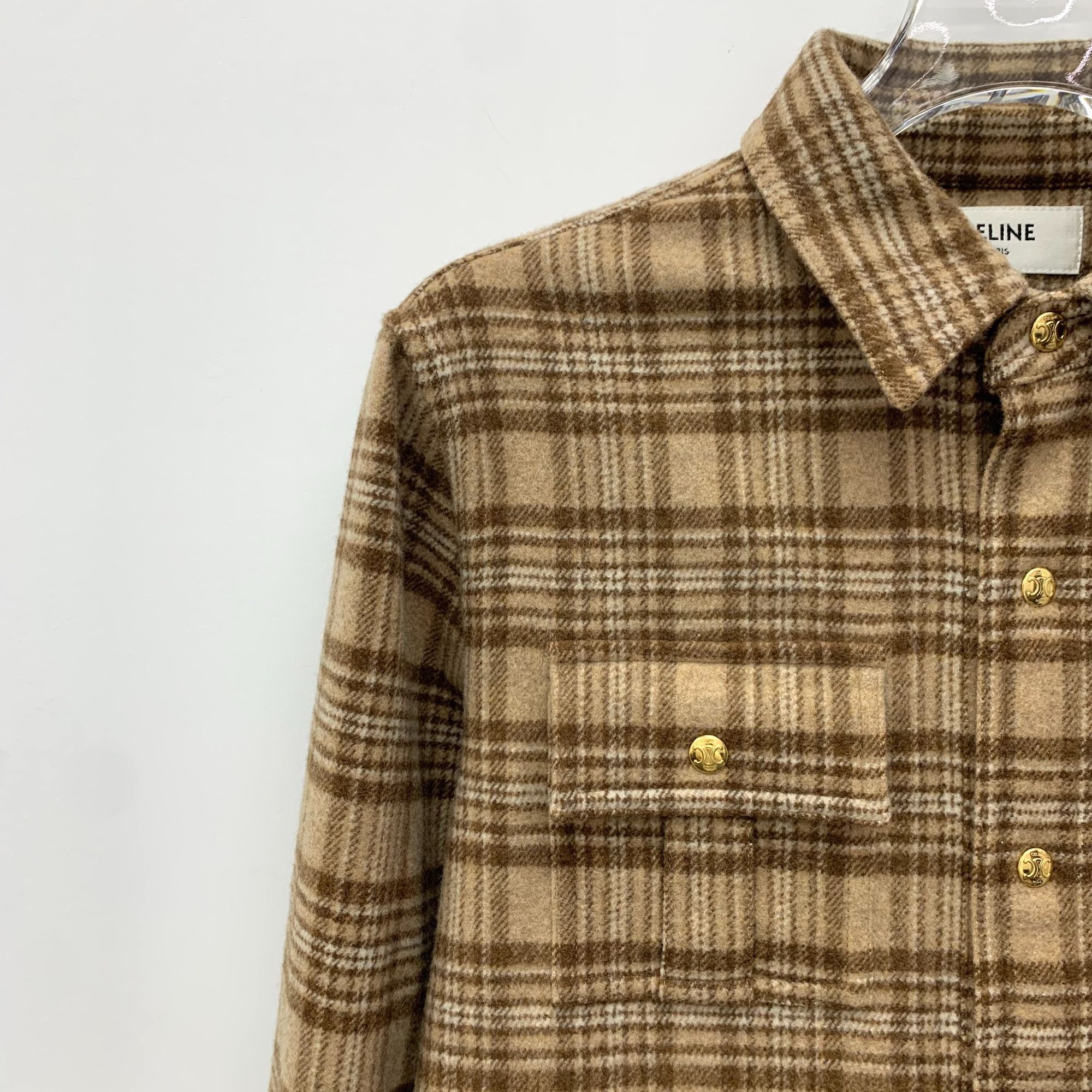 Celine Celine 2024 Brown Plaid Wool Jacket (Size XS) Size XS / US 0-2 / IT 36-38 - 7 Thumbnail