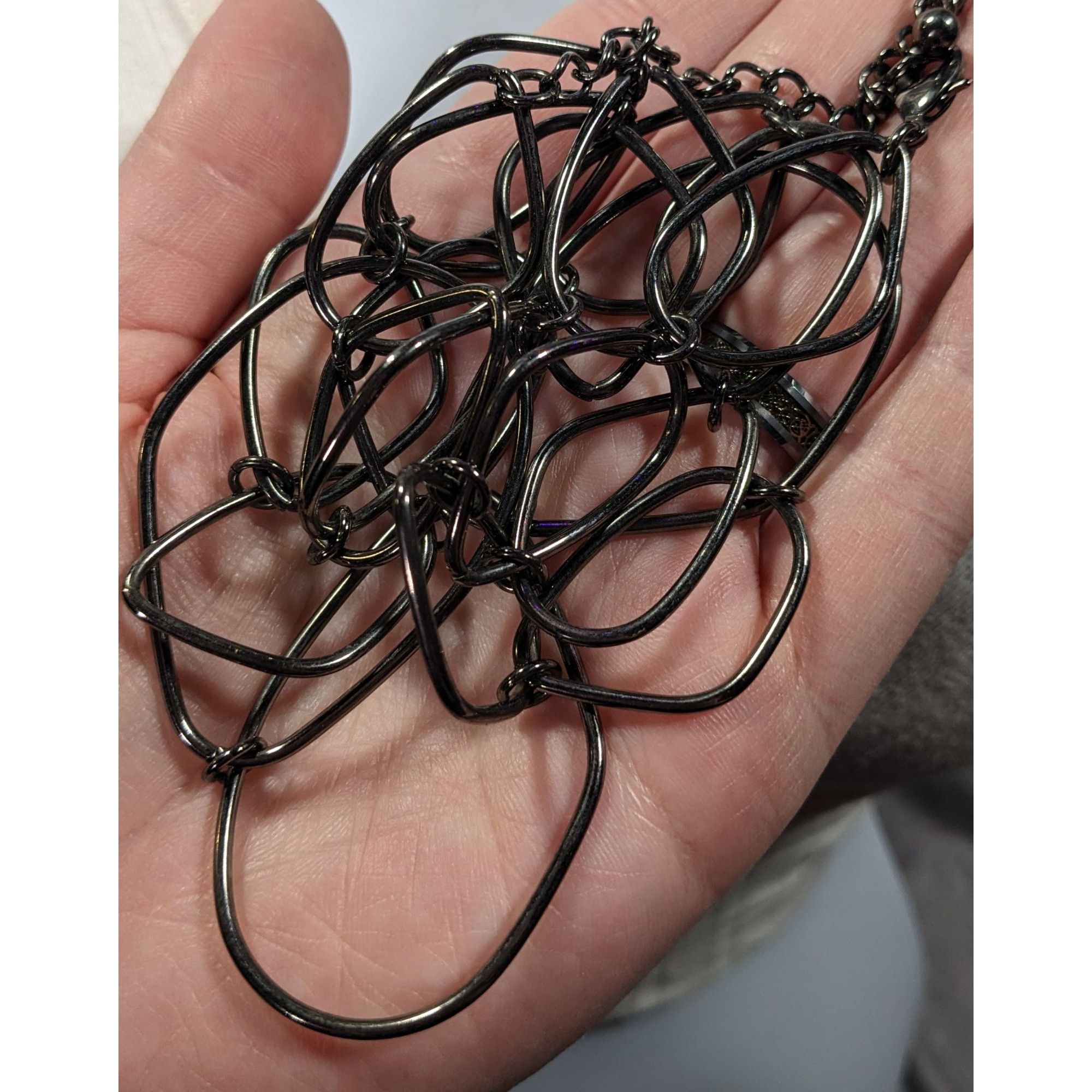 Other Abstract Open Link Gunmetal Tone Necklace Size ONE SIZE - 3 Thumbnail