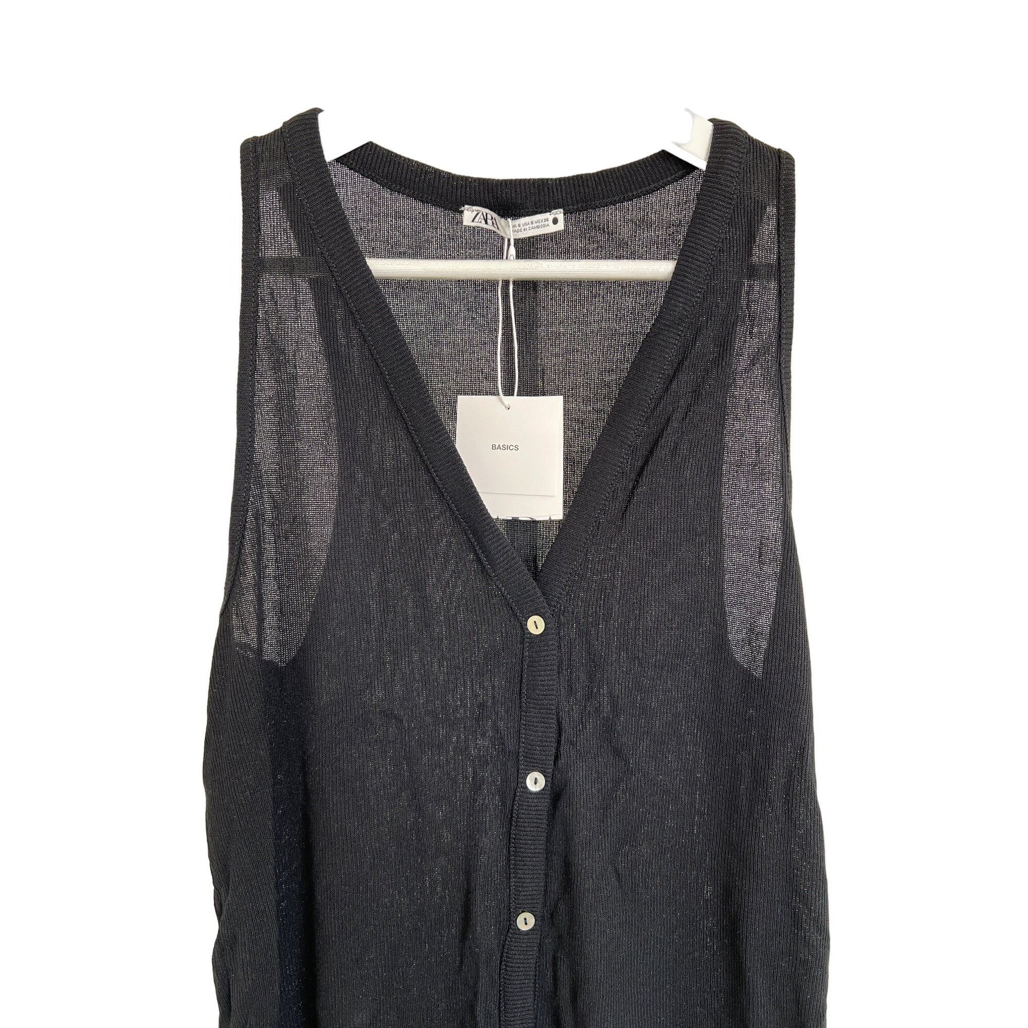 Zara Zara Black Sheer Sleeveless Button-Up Blouse Size S / US 4 / IT 40 - 2 Thumbnail