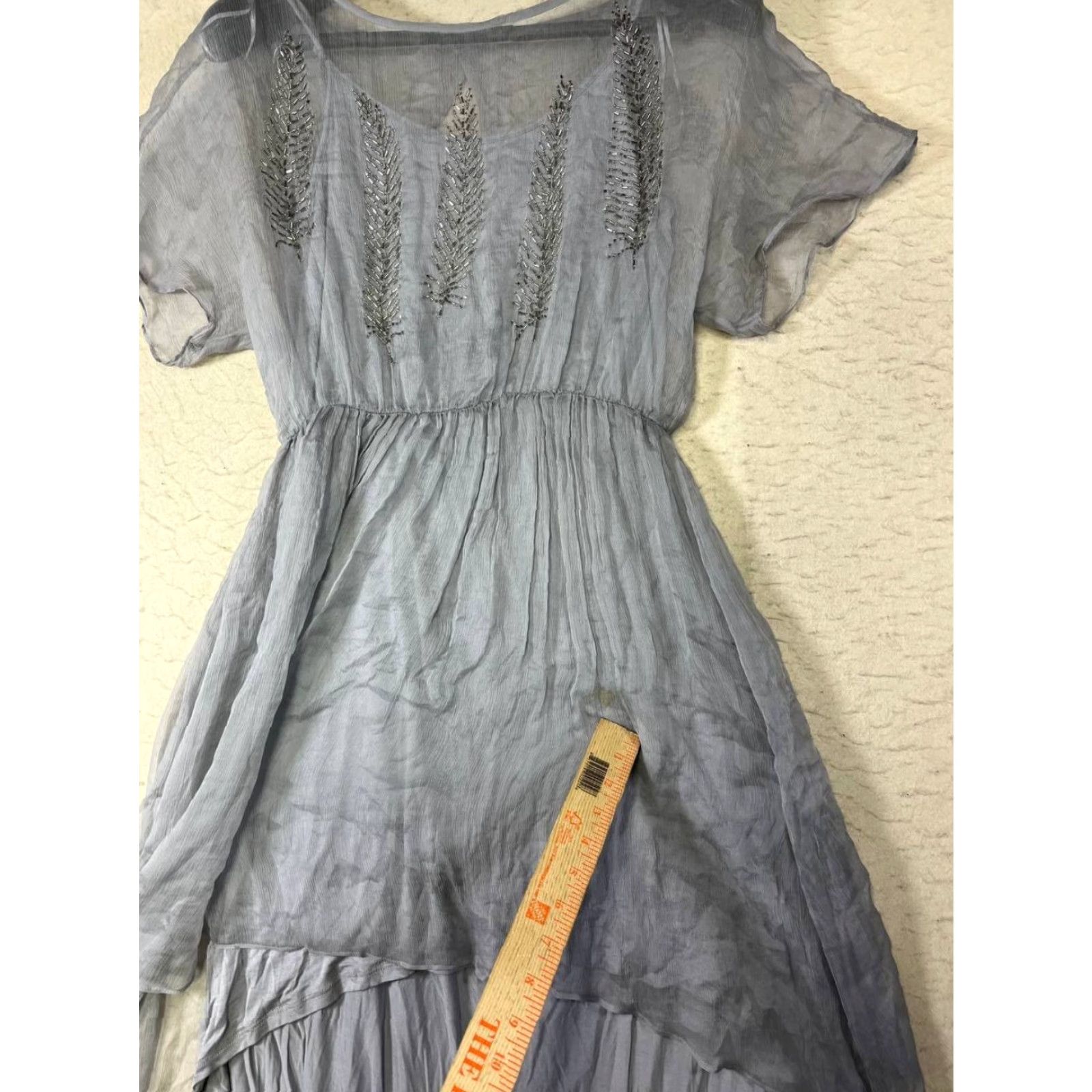 Vintage Tart Silk Short Dress Short Sleeve Size M Elastic Waistband See Pics Size 32" / US 10 / IT 46 - 5 Thumbnail