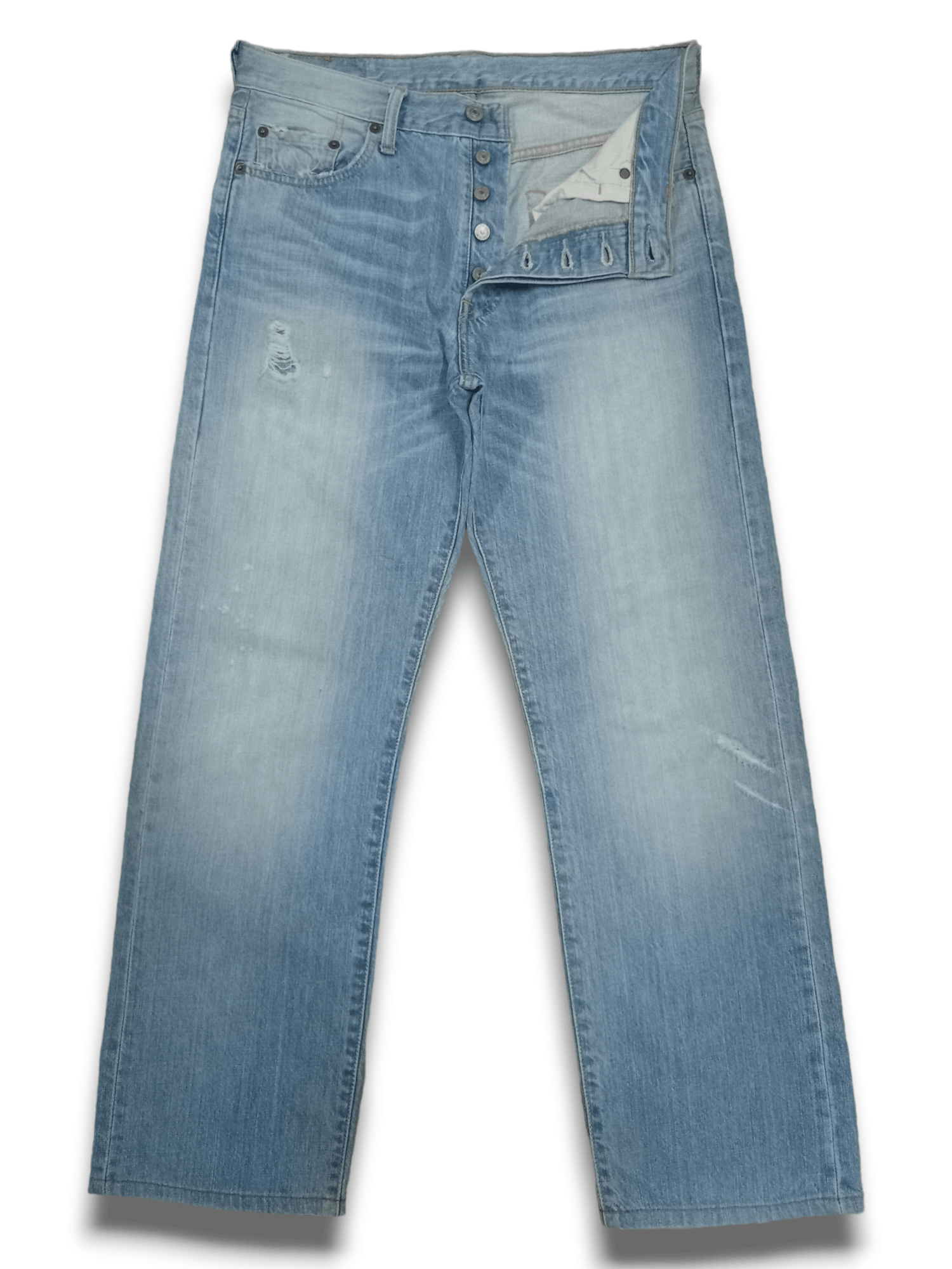 Vintage 90s Levis 501 Blue Wash Baggy Style Distressed Jeans