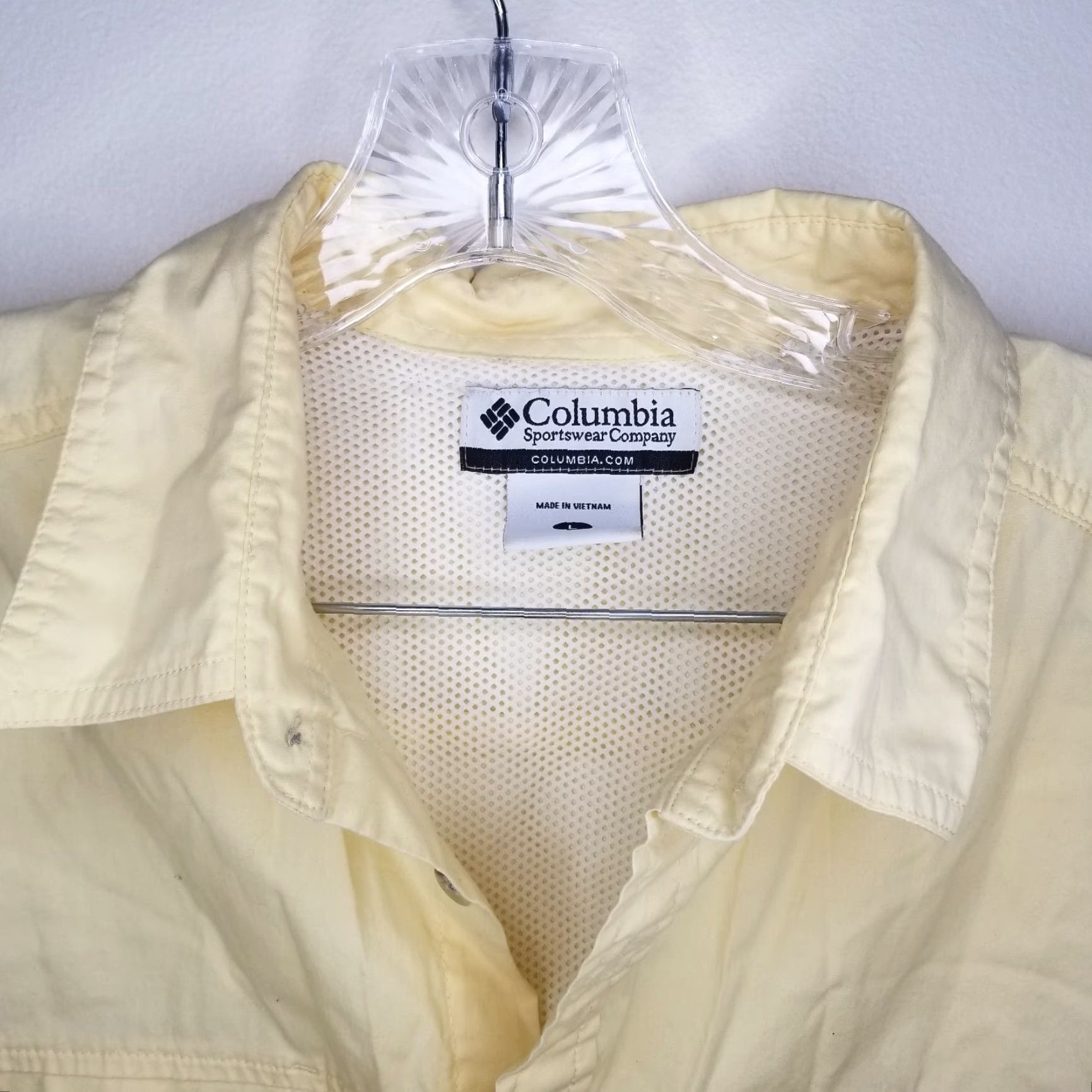 Vintage Columbia Shirt Men Short Sleeve Button-Up Outdoor Wear L Yellow Outdoor Mens Size US 33 - 3 Thumbnail