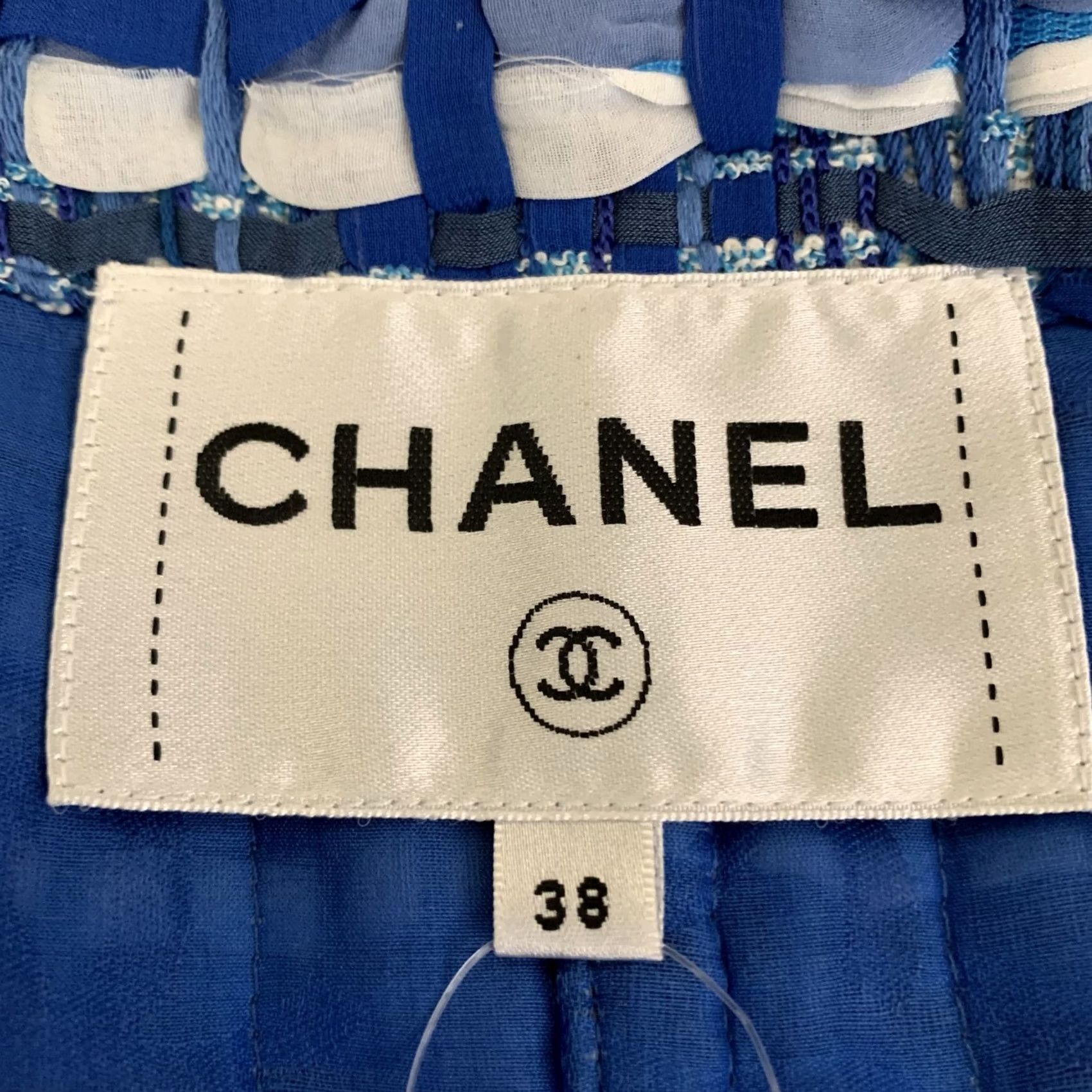 Chanel CHANEL Jacket Blue Light Blue Stripe Cotton Blend 6 Women 3/4 Sleeves France Size M / US 6-8 / IT 42-44 - 5 Thumbnail