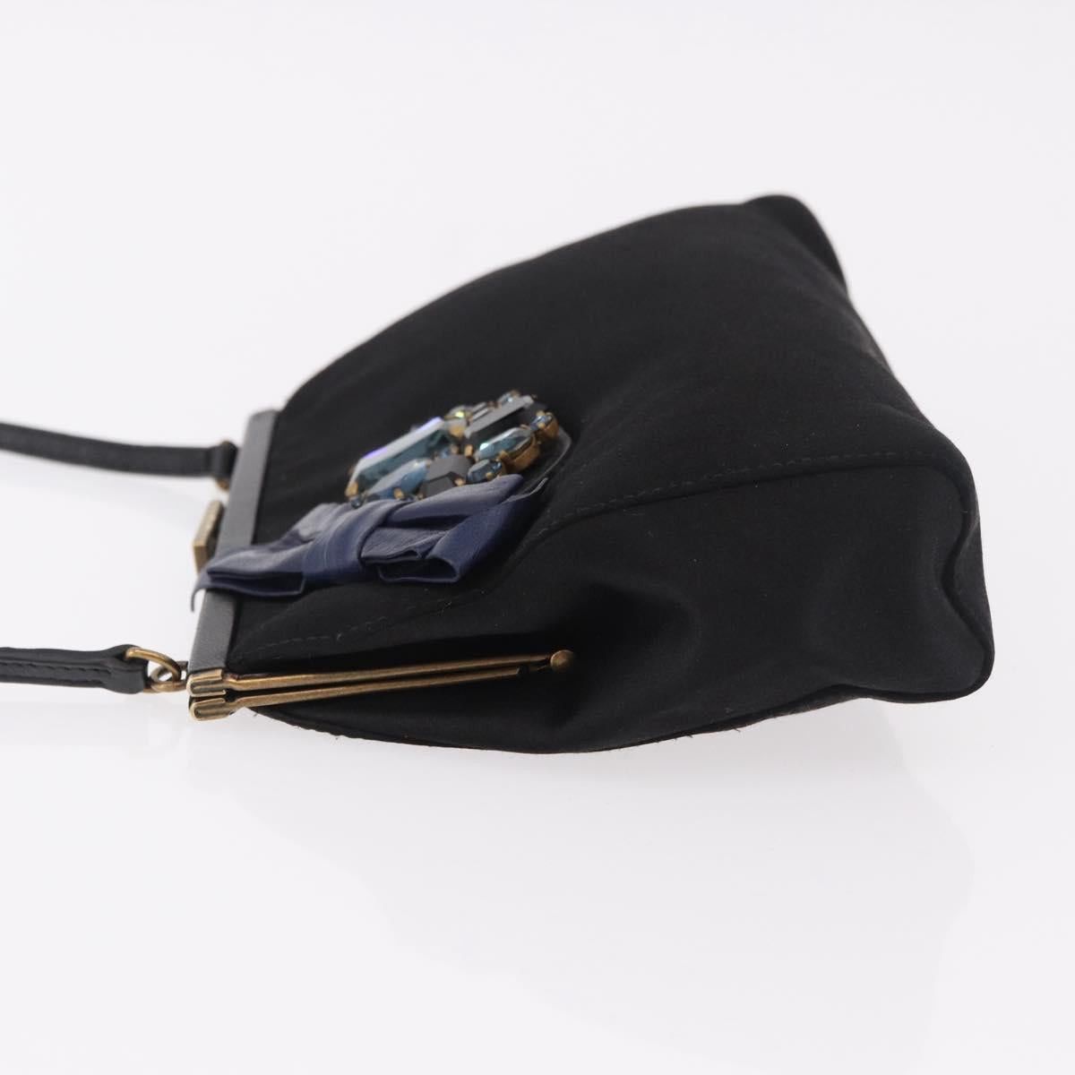Miu Miu Miu Miu Hand Bag Satin Black Gold Auth 187043A - Jerrillo Size ONE SIZE - 4 Thumbnail