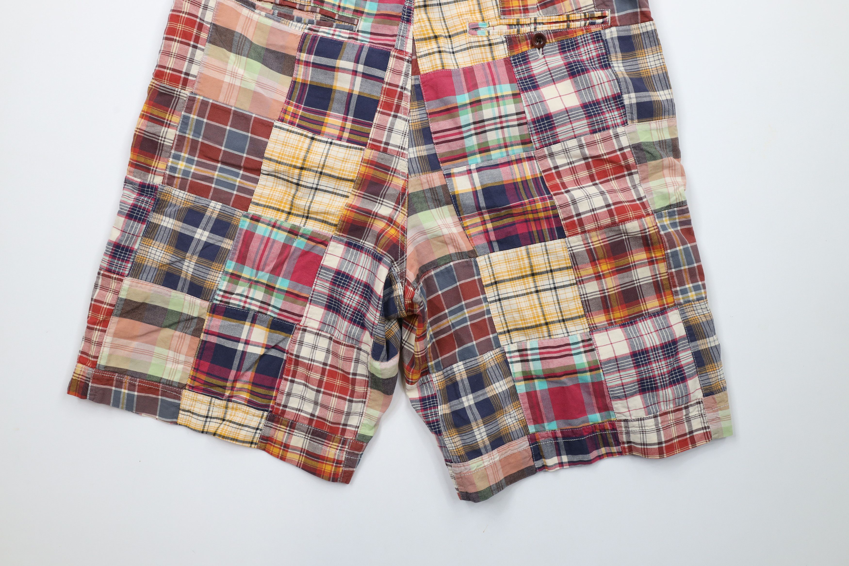 J.Crew × Vintage Vintage J Crew Patchwork Madras Plaid Chino Shorts Cotton Size US 35 - 10 Thumbnail