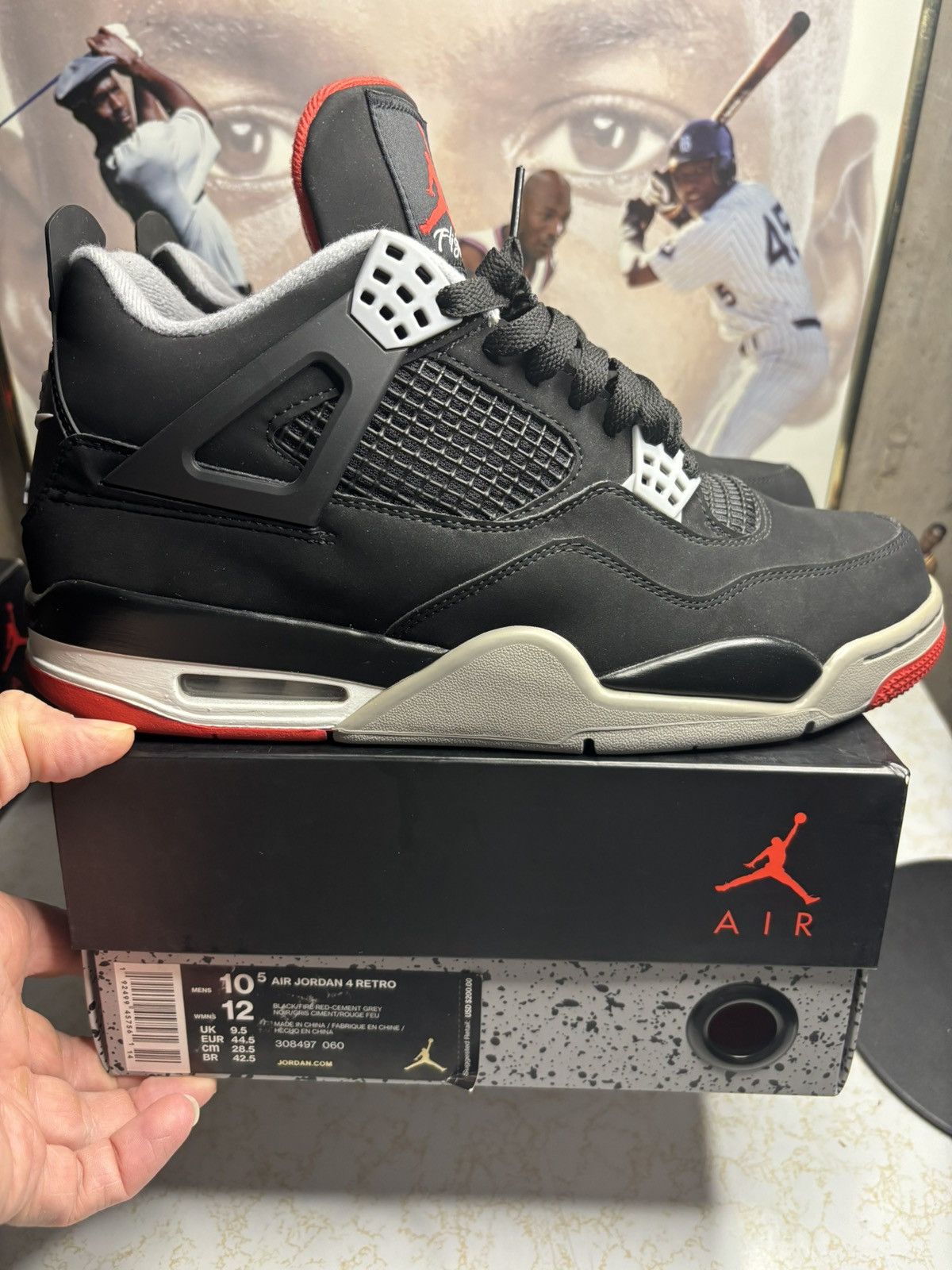 Jordan Brand Air Jordan 4 Retro OG 2019 Bred 2019 Size US 10.5 / EU 43-44 - 1 Thumbnail