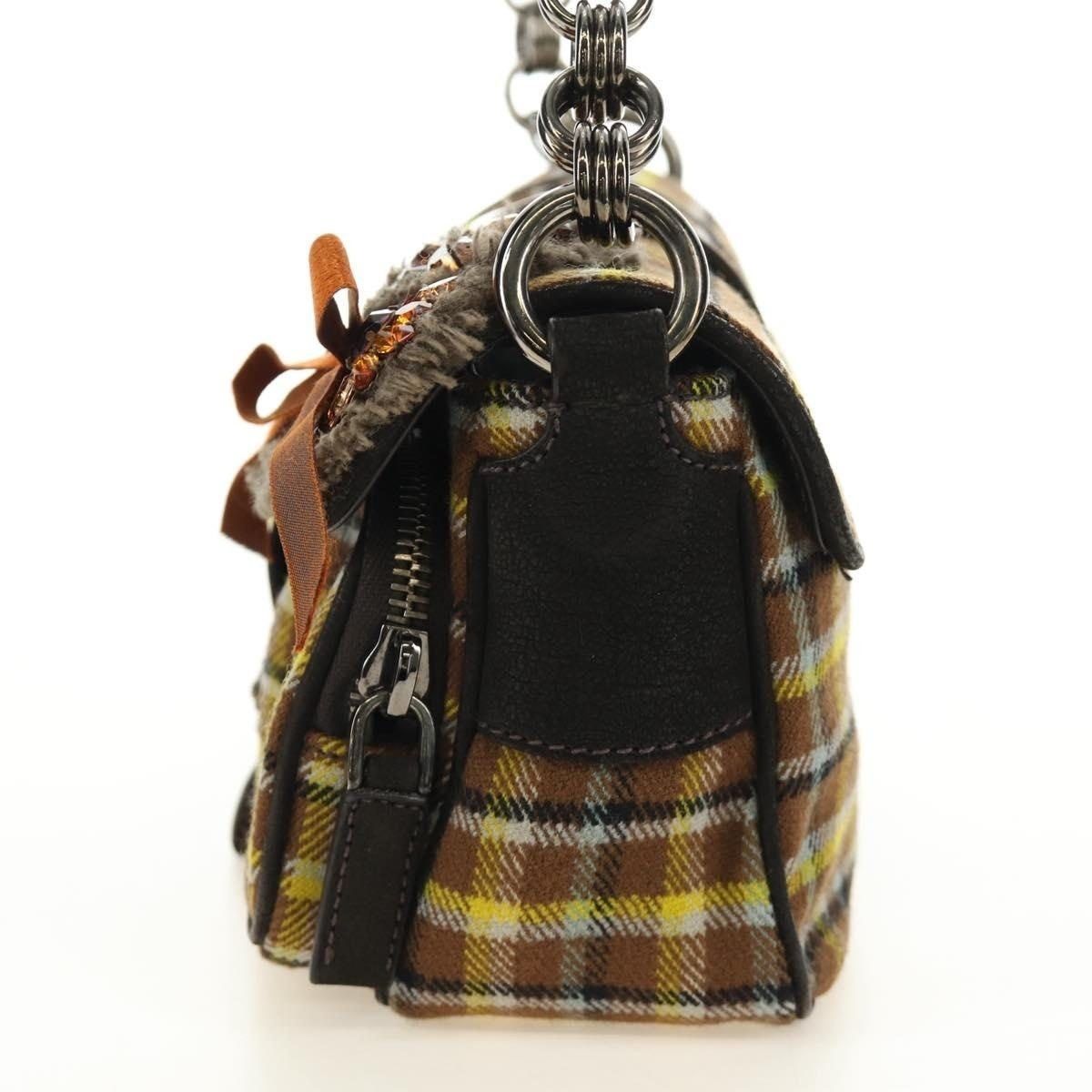 Prada Prada Canvas Chain Shoulder Bag Brown Size ONE SIZE - 3 Thumbnail