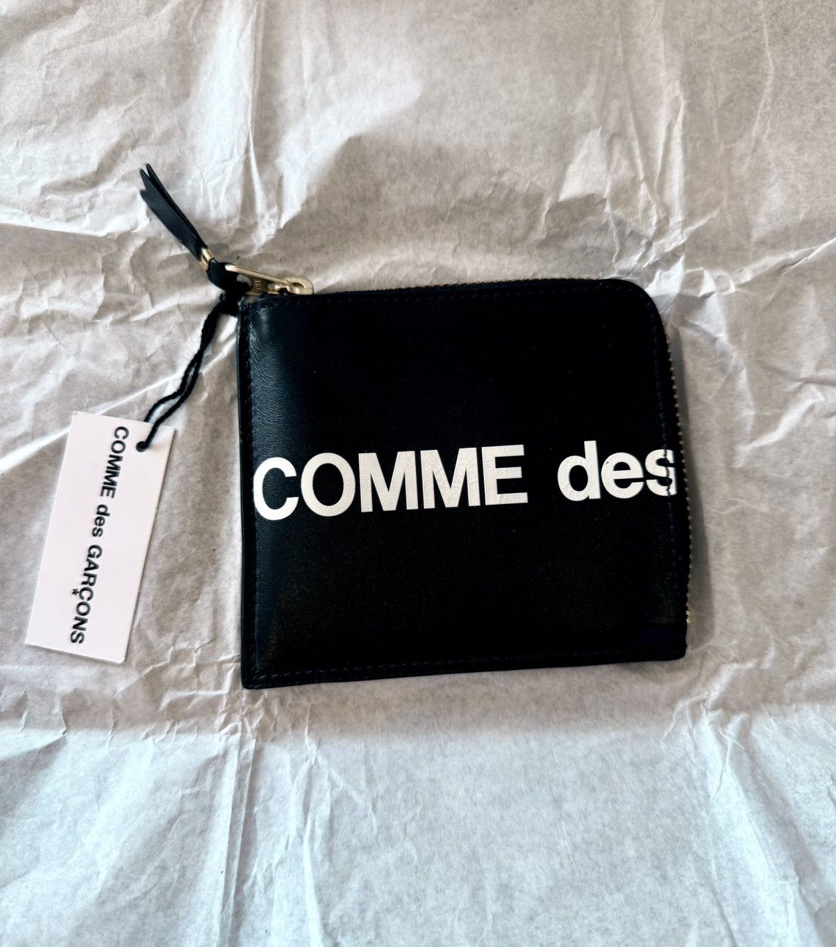 Comme des Garcons × Comme des Garcons Homme × Comme des Garcons Homme Plus New CDG Black Leather Wallet with Huge Logo Slim Corner Zip Size ONE SIZE - 2 Thumbnail