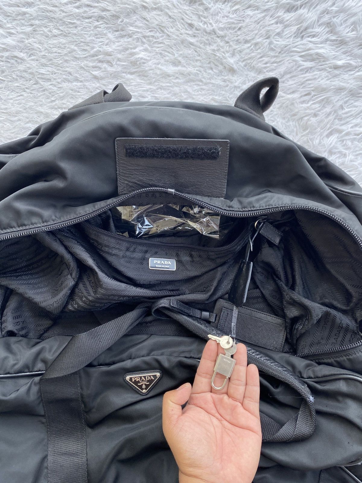 Prada PRADA Duffle Travel Carry Handbag Shoulder Bag Black Nylon Size ONE SIZE - 21 Thumbnail